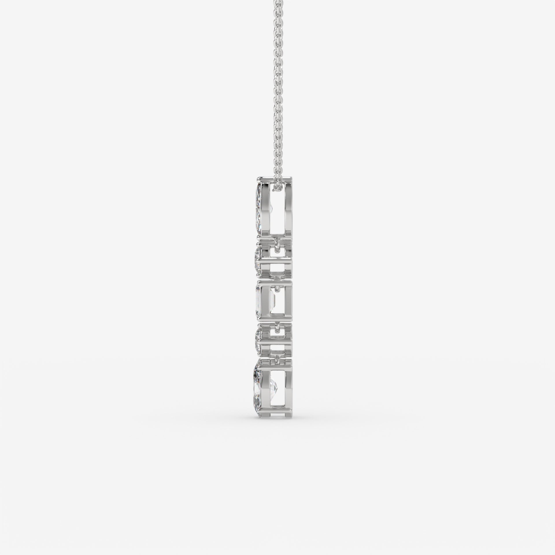 Diamond Pendant in White Gold with Modern Blend of Shapes