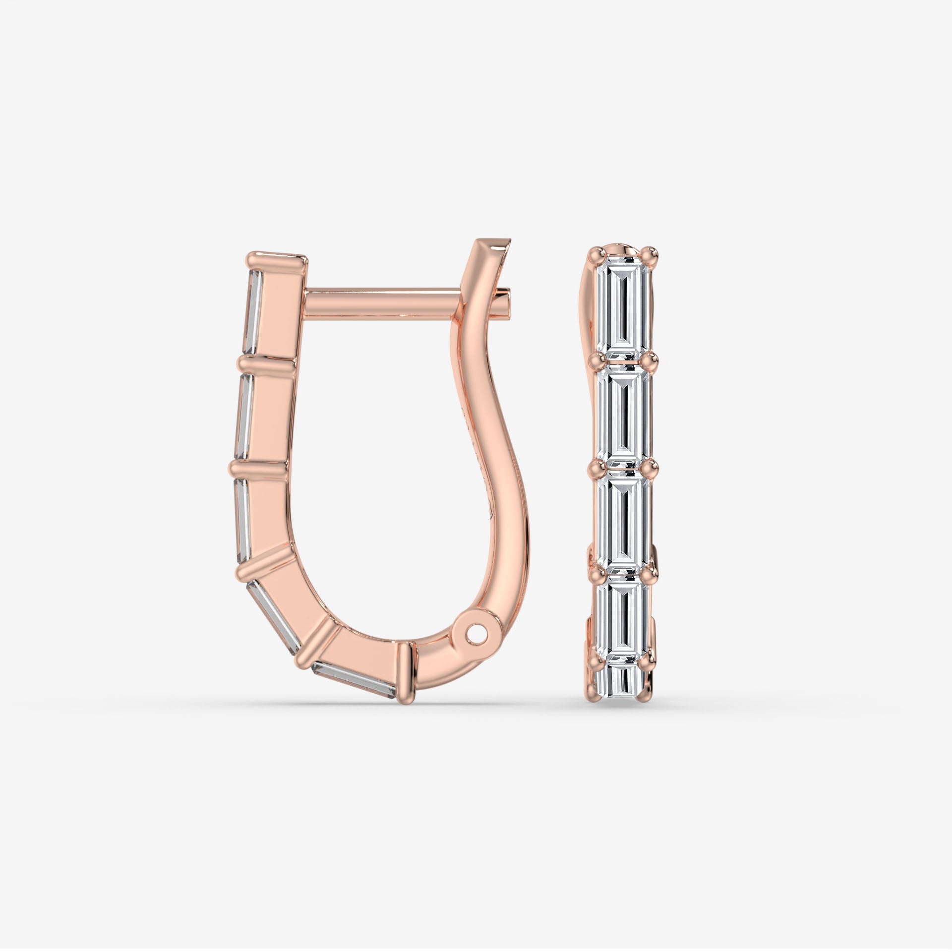 Baguette-Cut Diamond Hoop Earrings in 14K Rose Gold