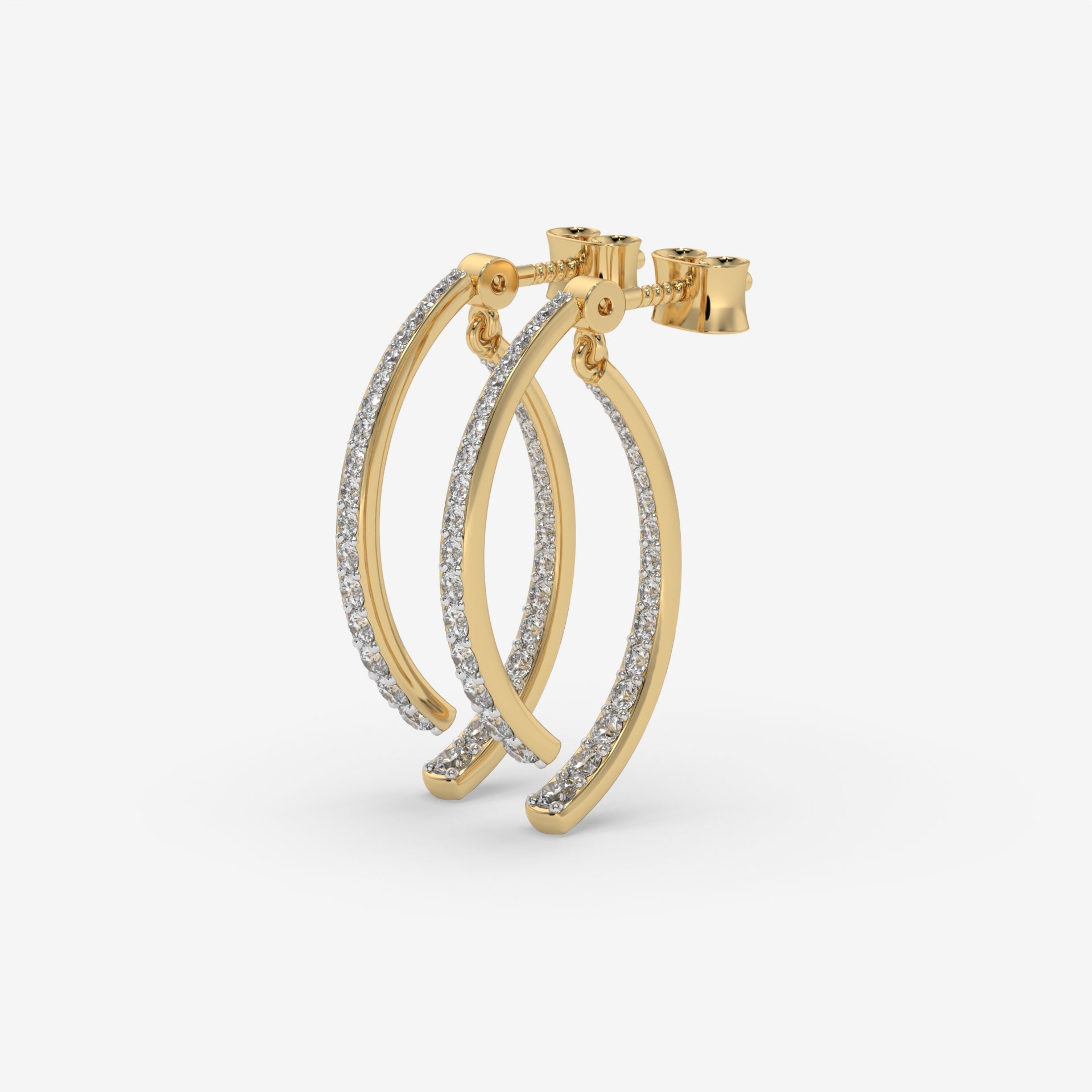 Split Hoop Earrings with 1.44 CT White Gold Round-Cut Diamonds