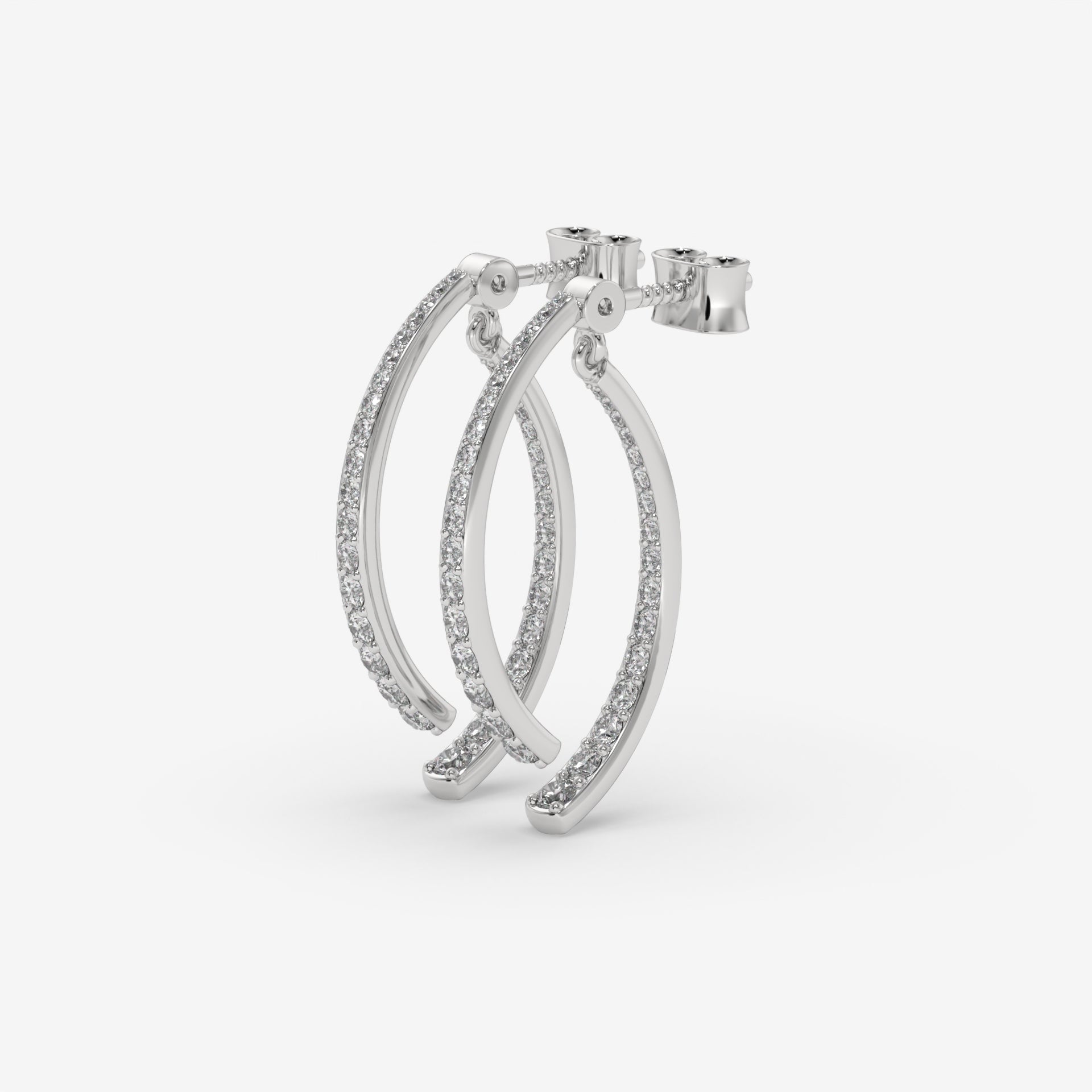 Split Hoop Earrings with 1.44 CT White Gold Round-Cut Diamonds