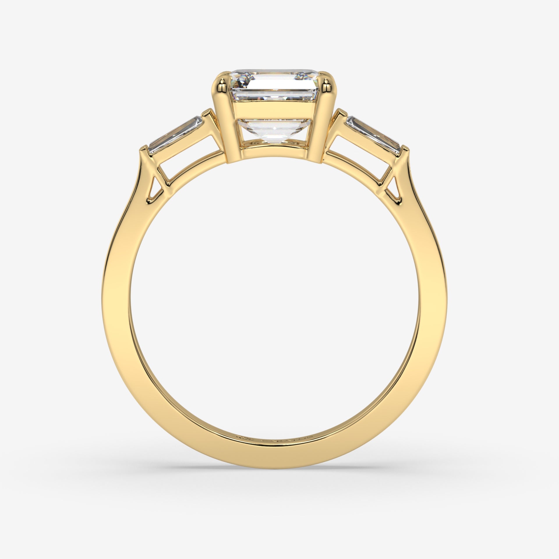 Yellow Gold Asscher-Cut Diamond Engagement Ring with Baguette Side Stones
