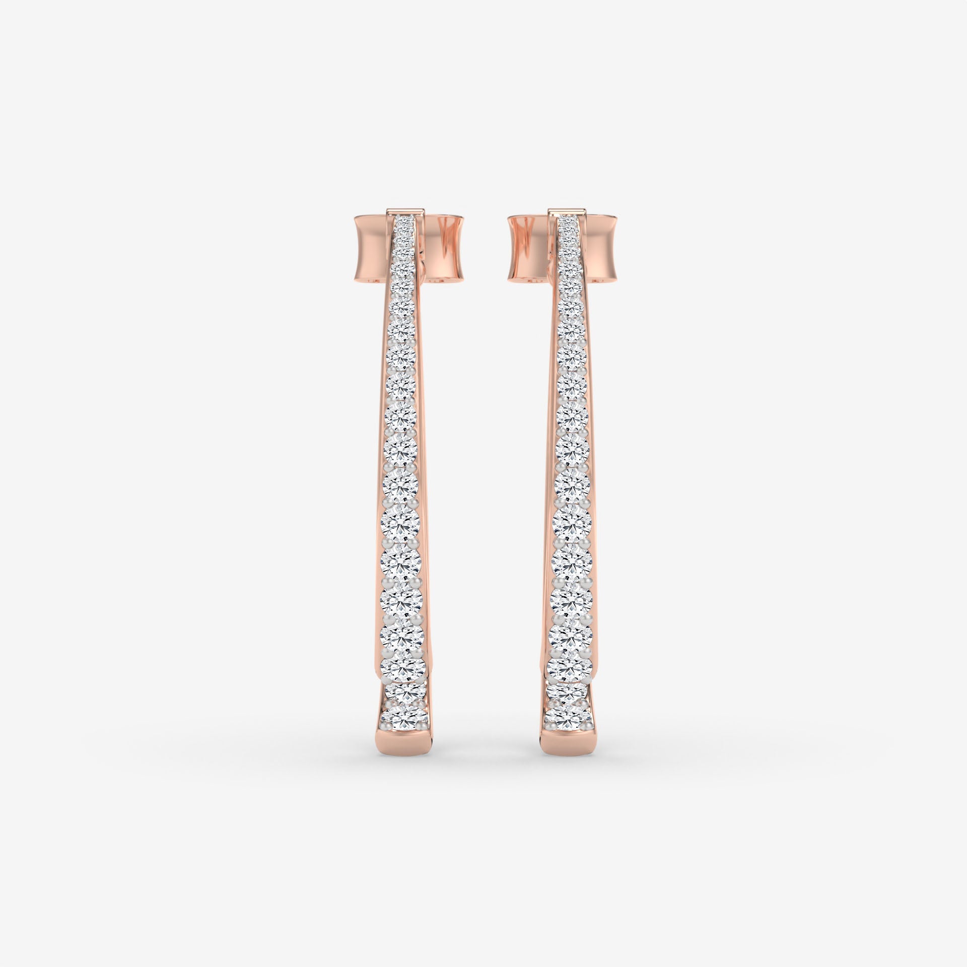 Split Hoop Earrings with 1.44 CT Rose Gold Round-Cut Diamonds