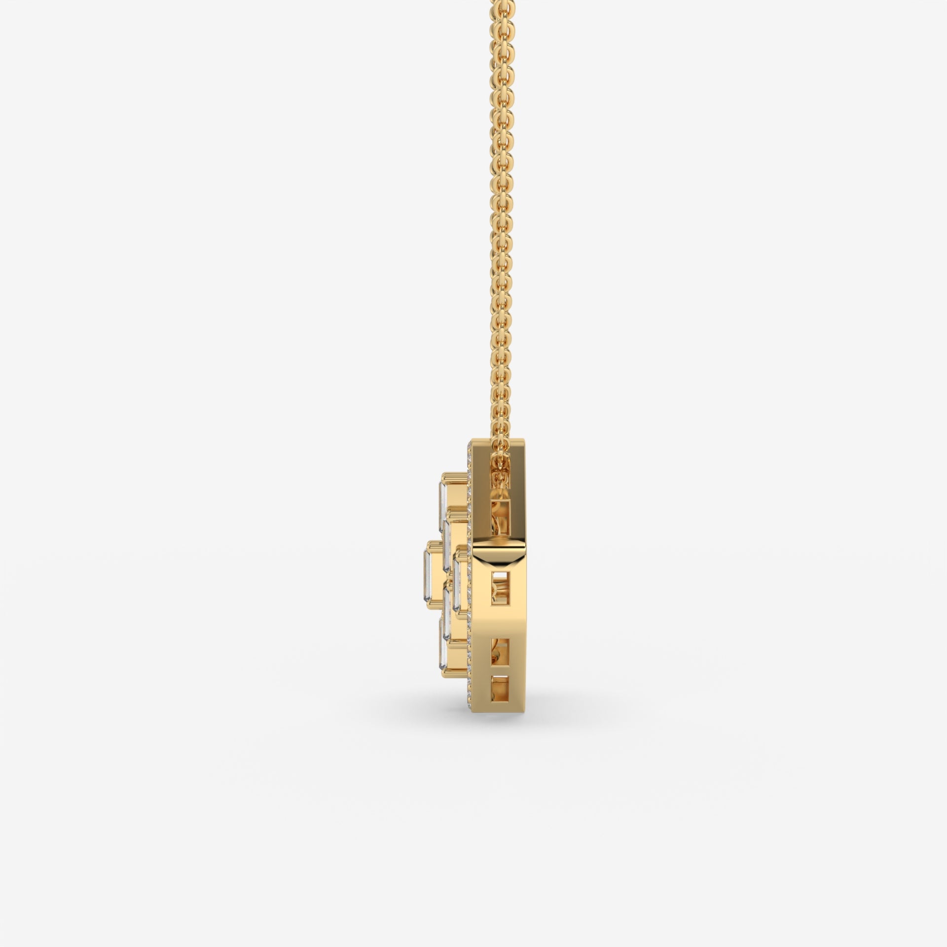 Hexagonal Baguette-Cut Diamond Pendant in Yellow Gold