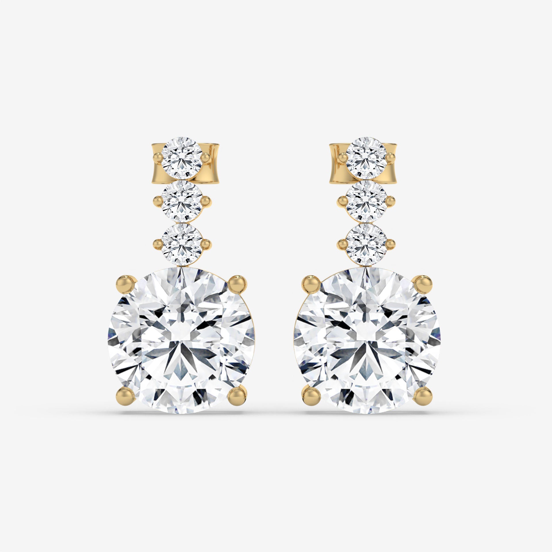1.00 CT Studs and Drops Yellow Gold Round Diamond Earrings