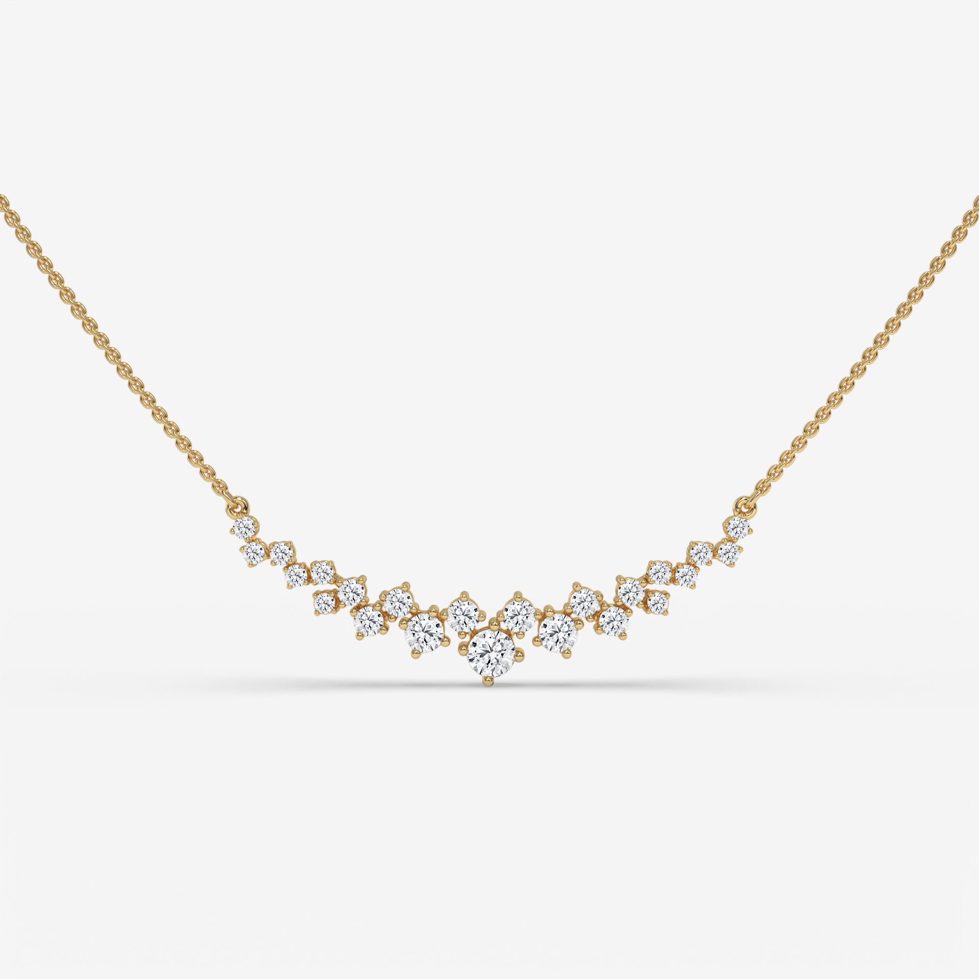 Geometric Play Round Diamond Pendant with Chain in 14K White Gold