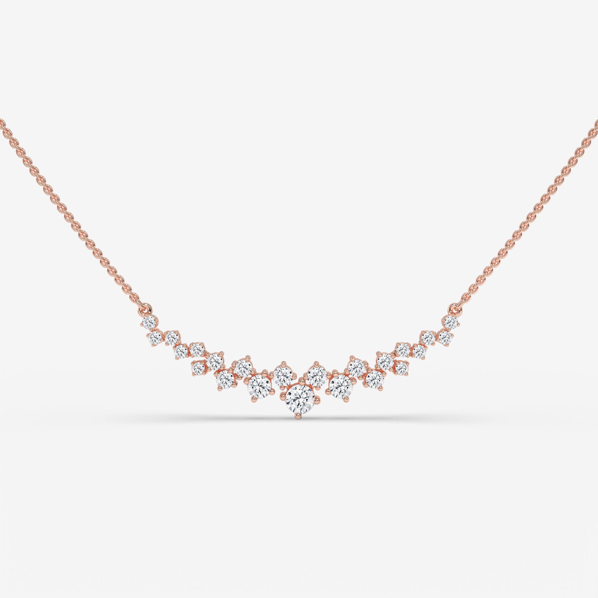 Geometric Play Round Diamond Pendant with Chain in 14K Yellow Gold