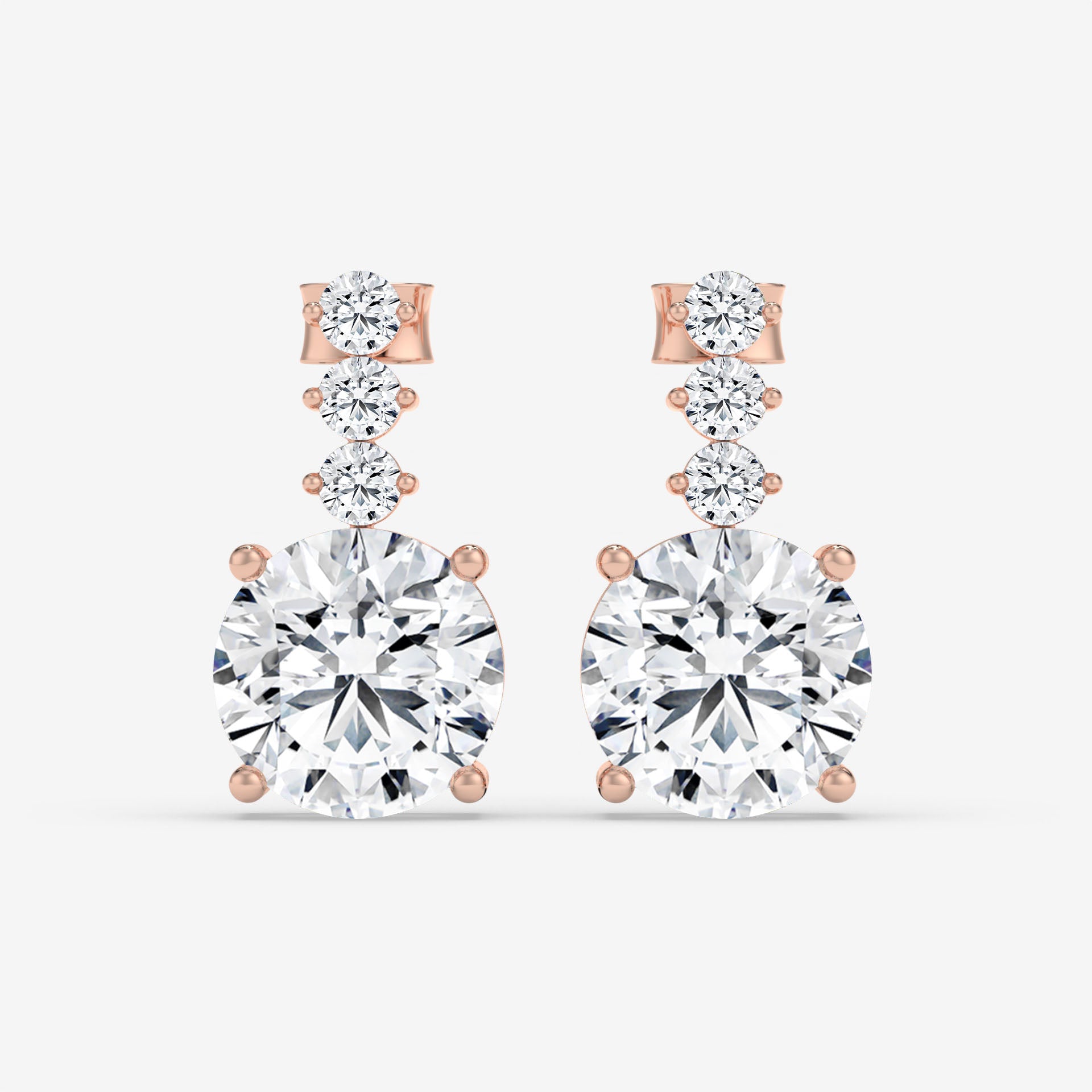 1.00 CT Studs and Drops Rose Gold Round Diamond Earrings