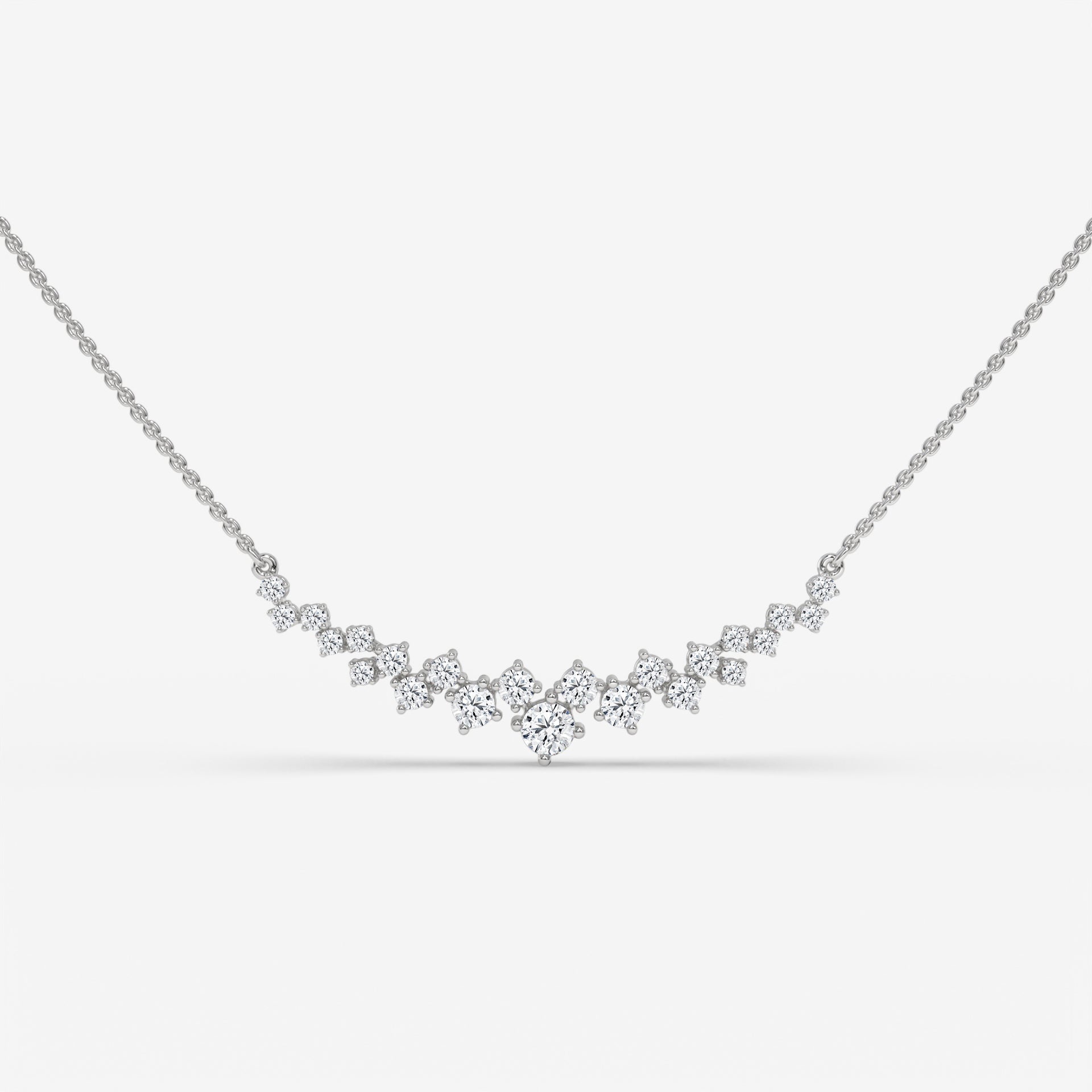 Geometric Play Round Diamond Pendant with Chain in 14K Rose Gold