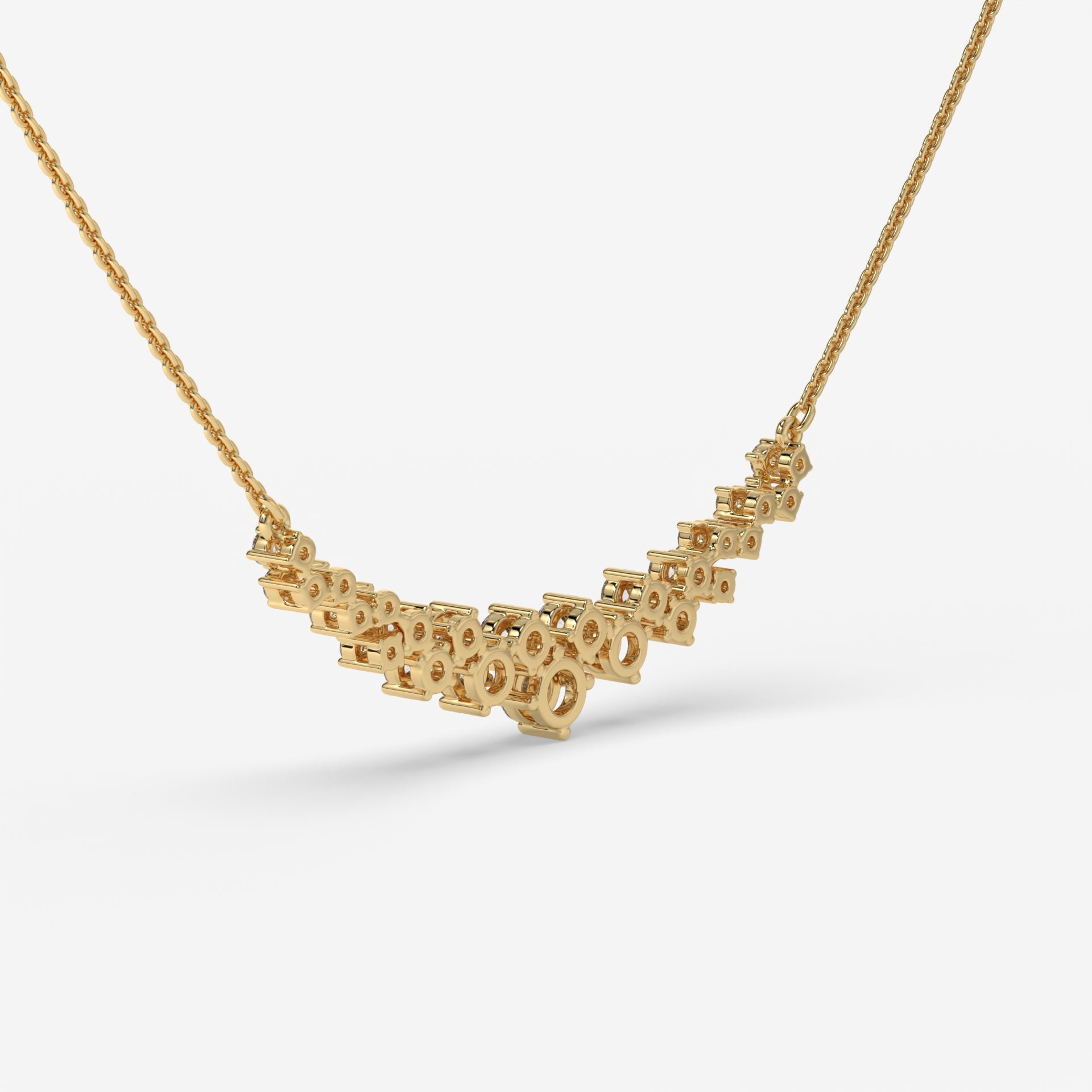 Geometric Play Round Diamond Pendant with Chain in 14K Yellow Gold