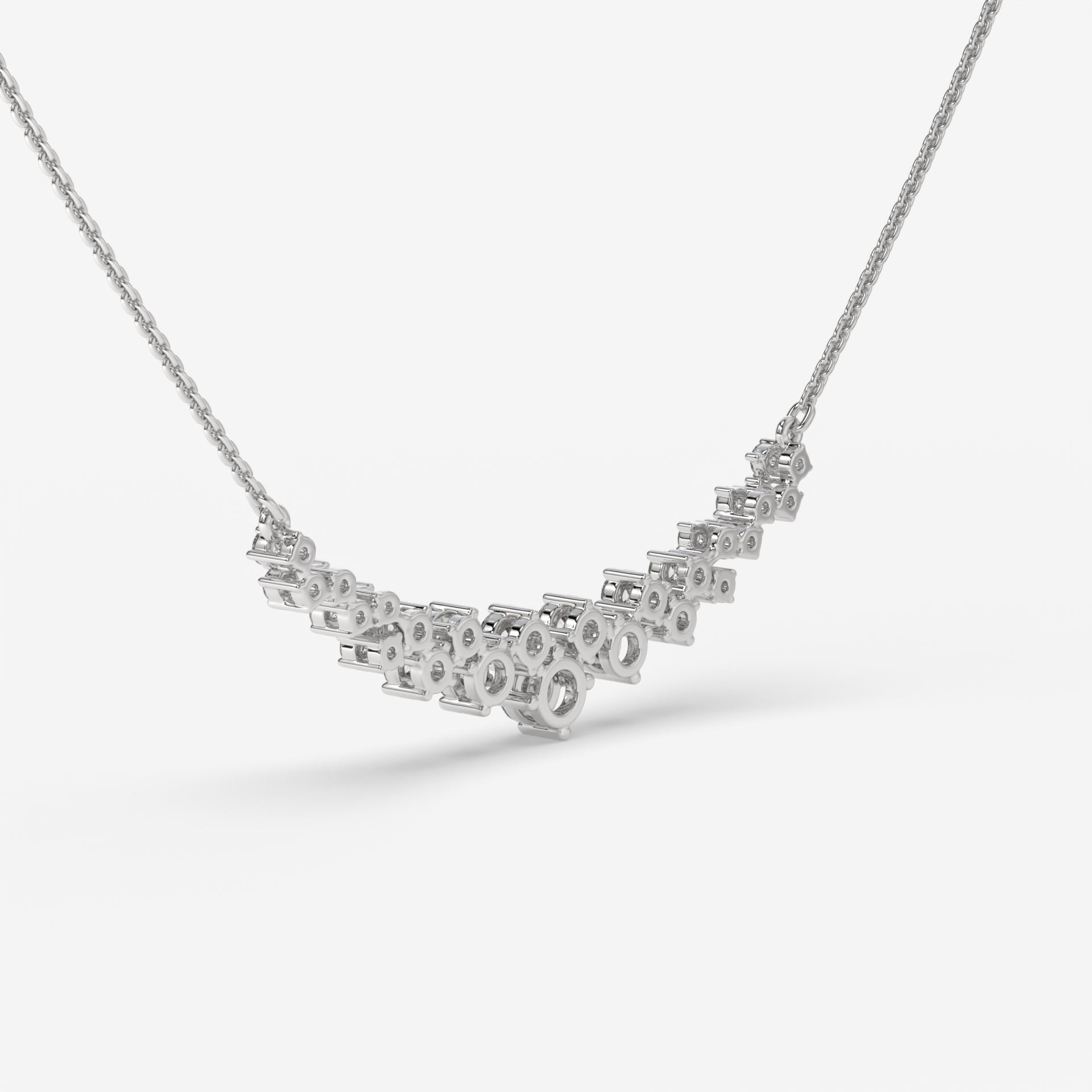 Geometric Play Round Diamond Pendant with Chain in 14K White Gold