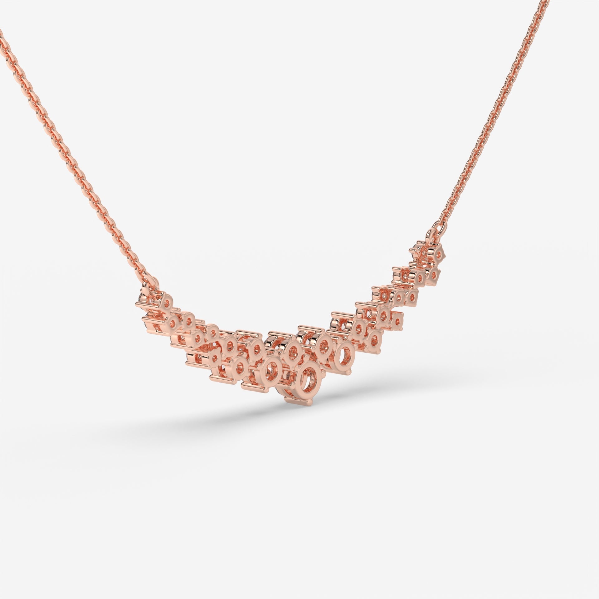 Geometric Play Round Diamond Pendant with Chain in 14K Rose Gold