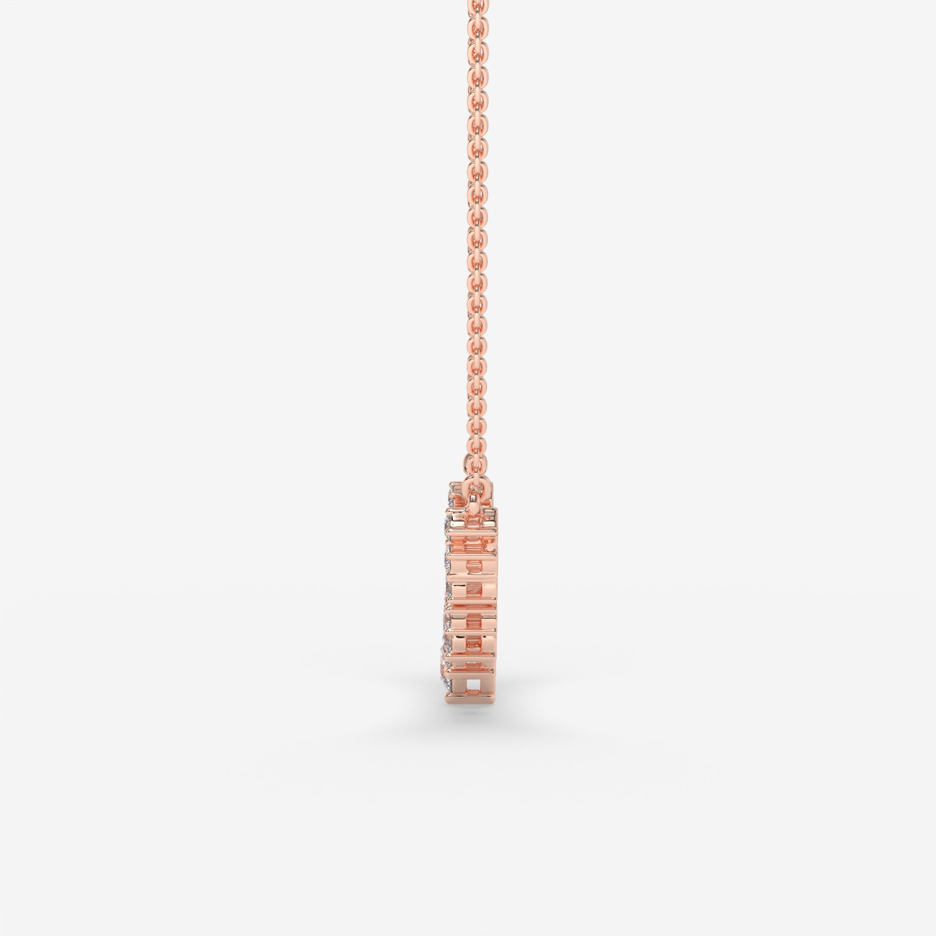 Geometric Play Round Diamond Pendant with Chain in 14K Rose Gold