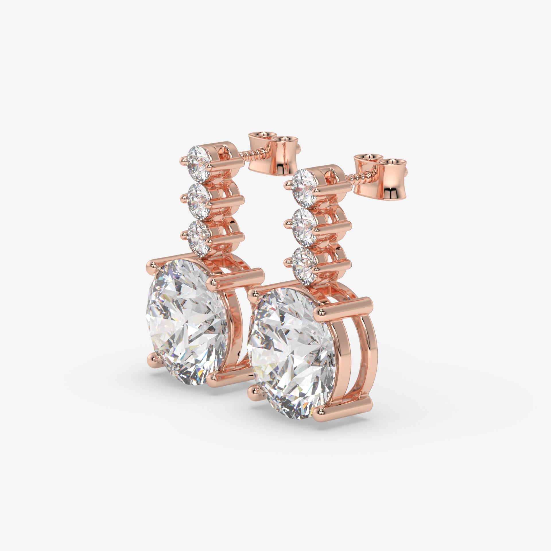 1.00 CT Studs and Drops Rose Gold Round Diamond Earrings