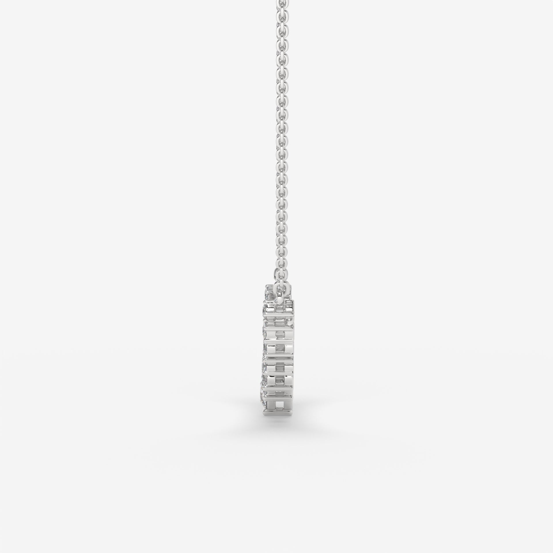 Geometric Play Round Diamond Pendant with Chain in 14K White Gold