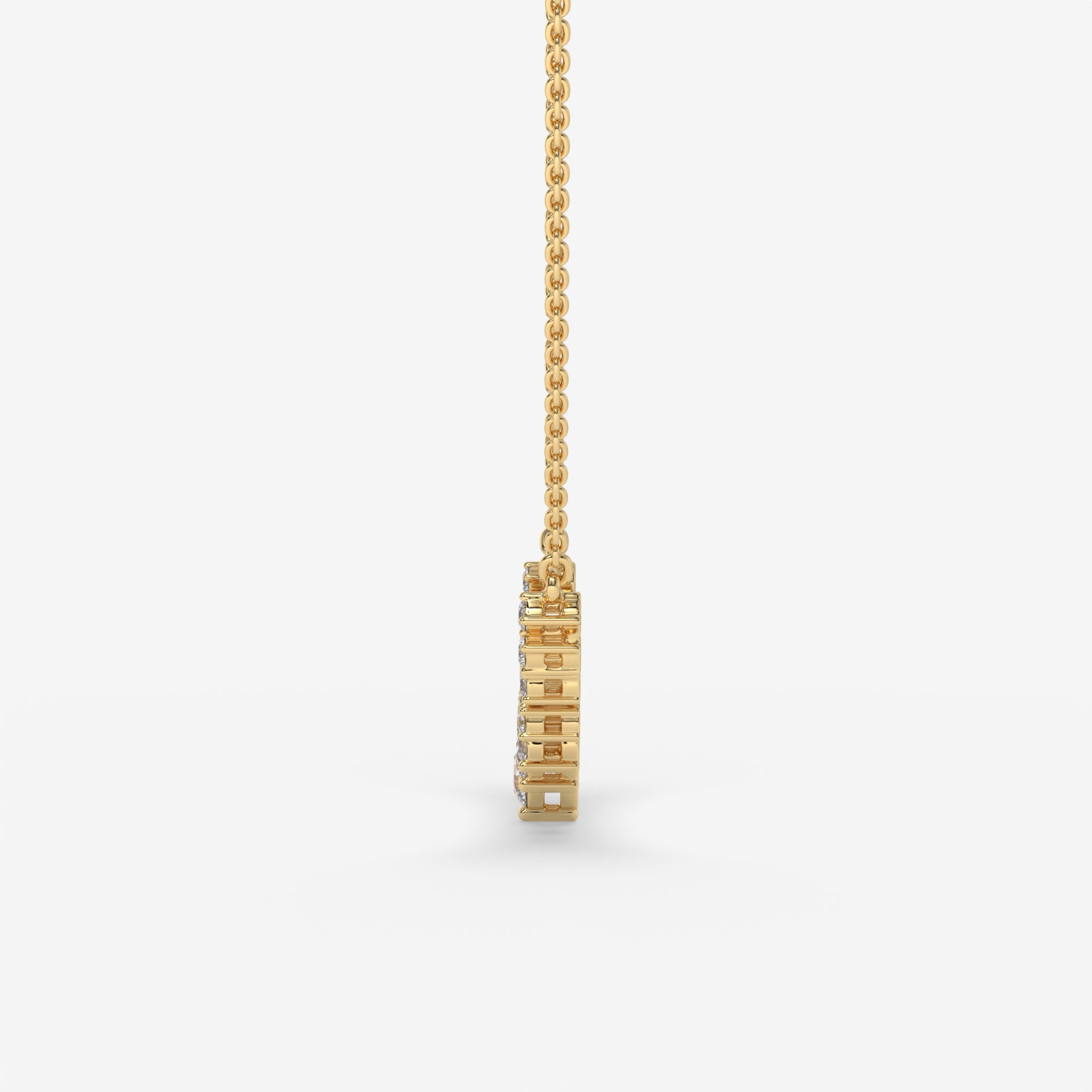 Geometric Play Round Diamond Pendant with Chain in 14K Yellow Gold