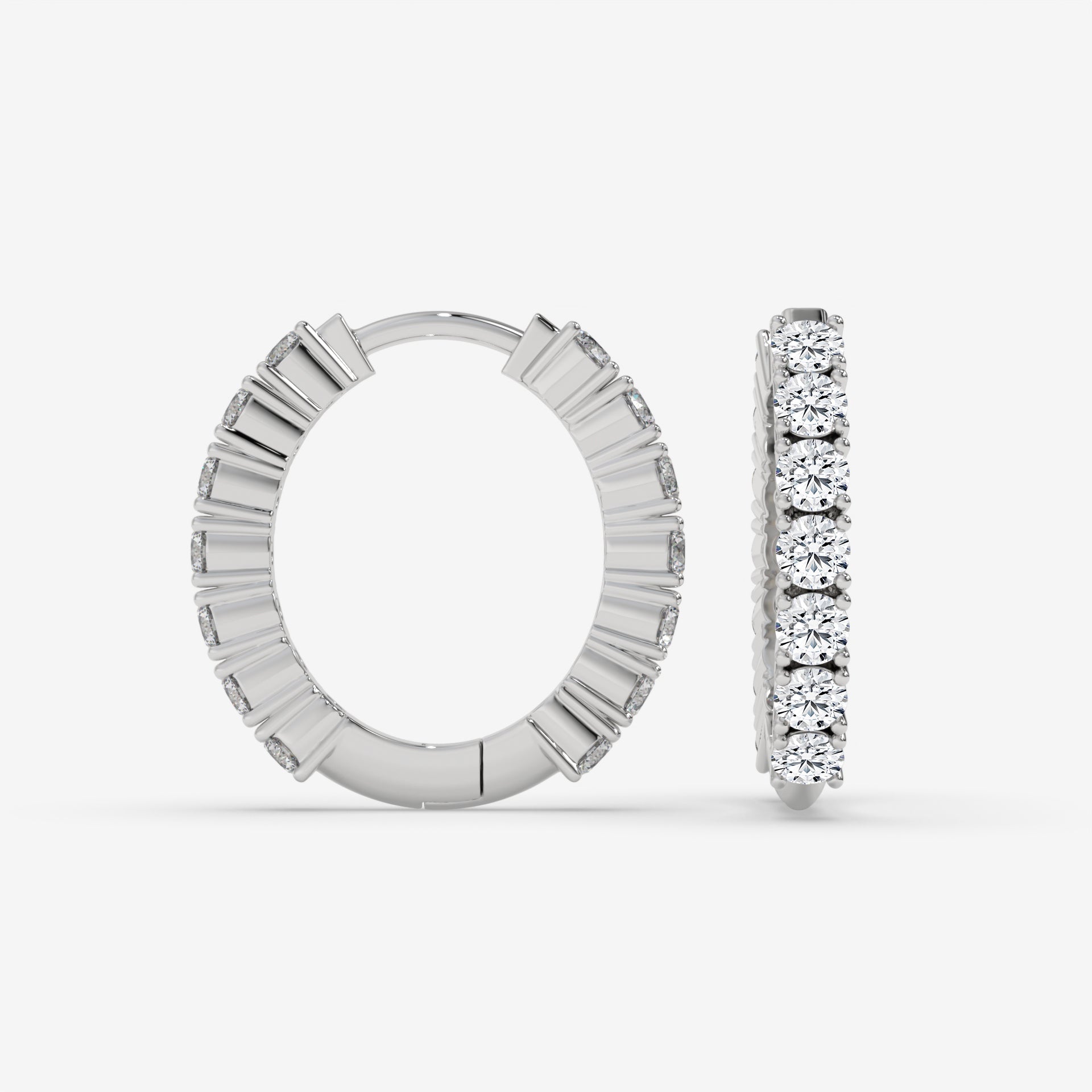 Textured White Gold Diamond Hoop Earrings