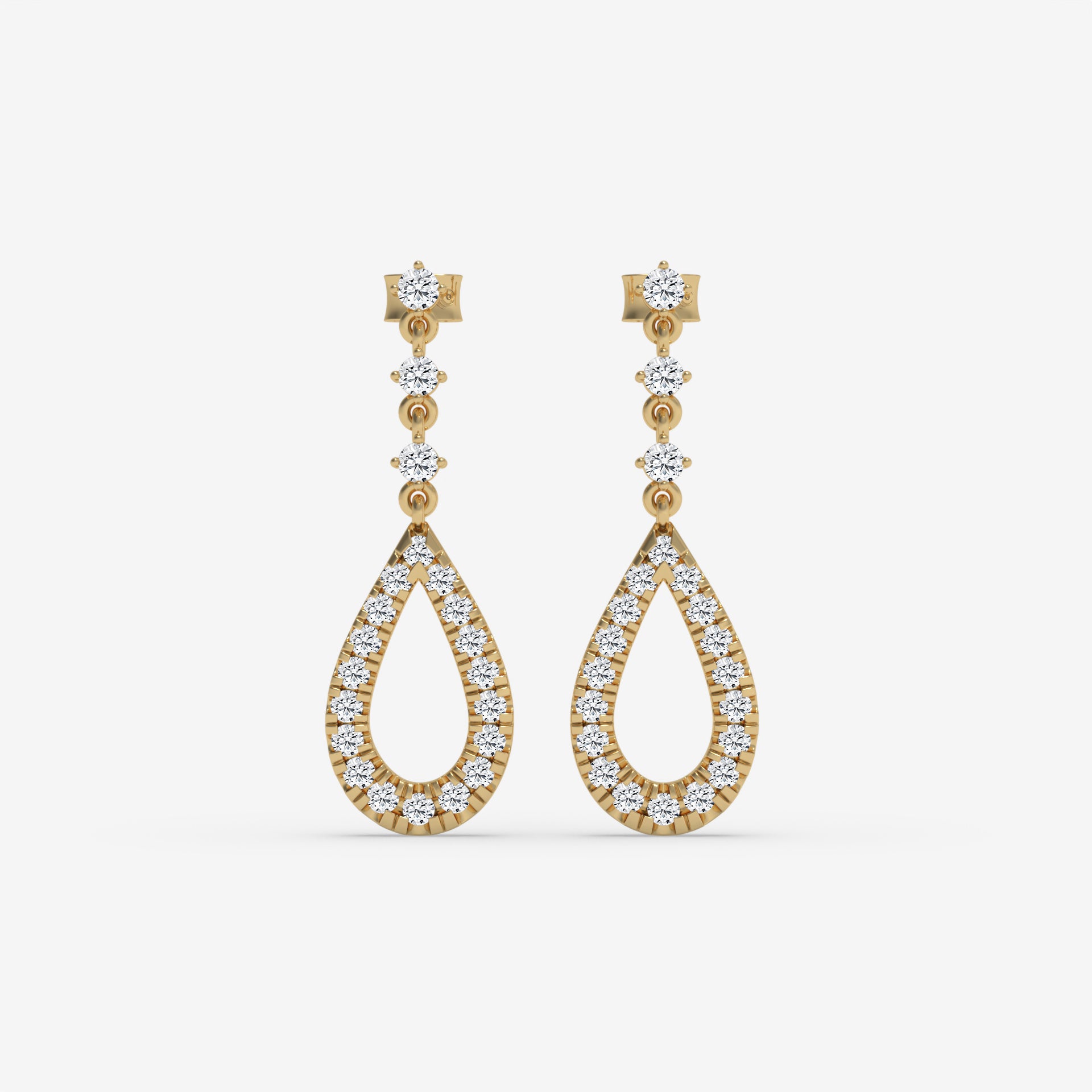 Yellow Gold Pear-Shaped Diamond Drop Earrings