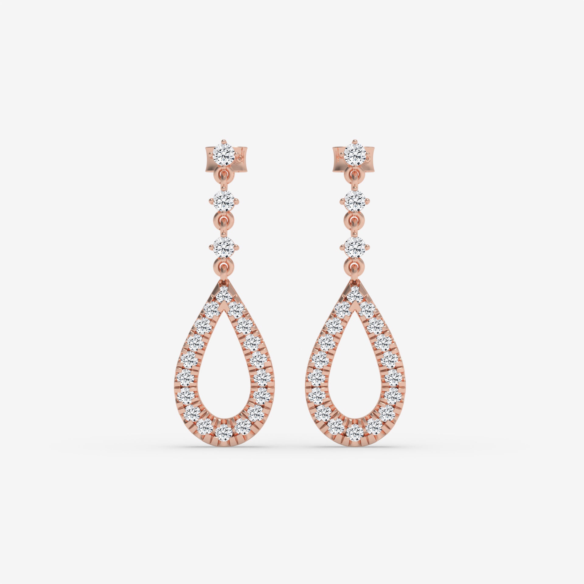 Rose Gold Pear-Shaped Diamond Drop Earrings