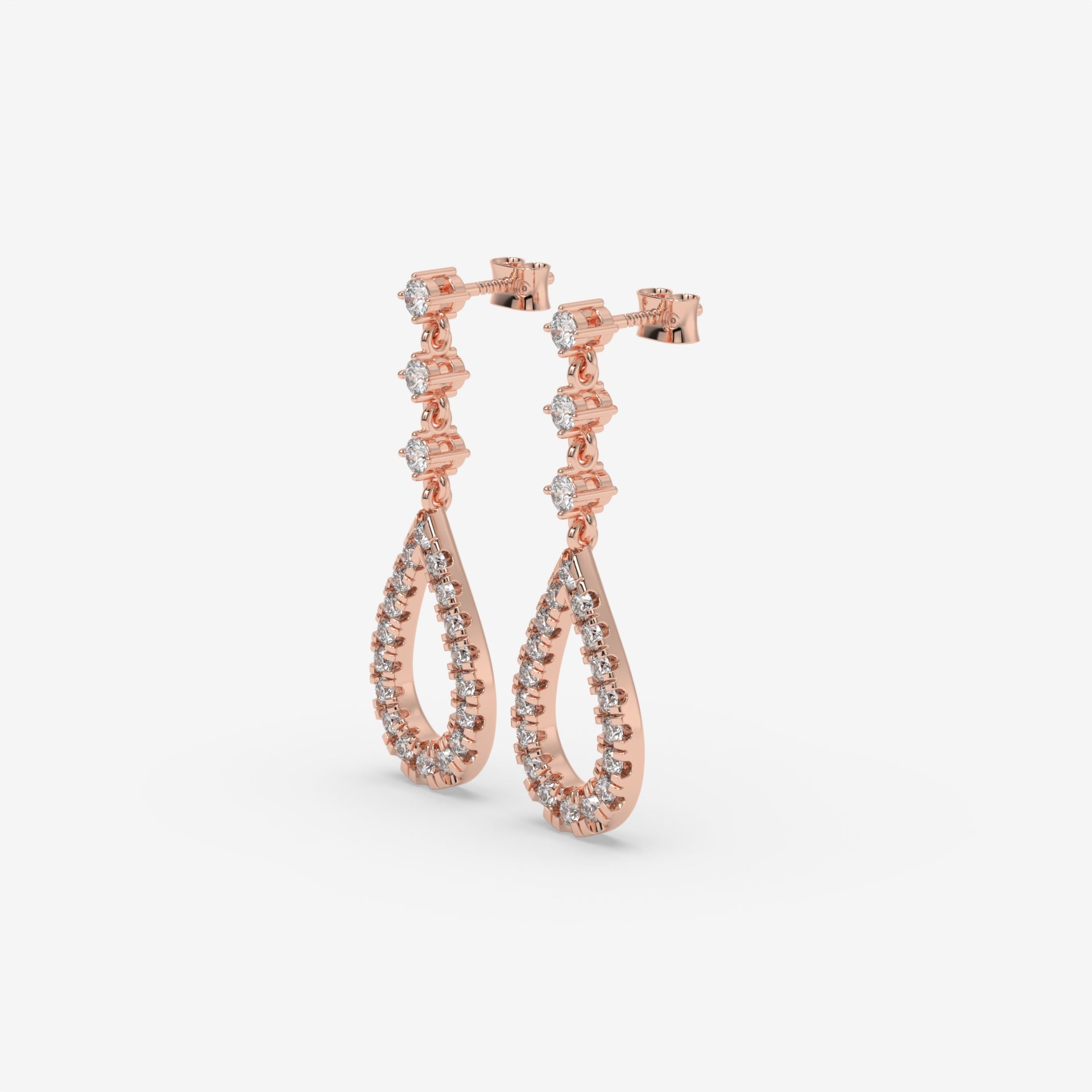 Rose Gold Pear-Shaped Diamond Drop Earrings