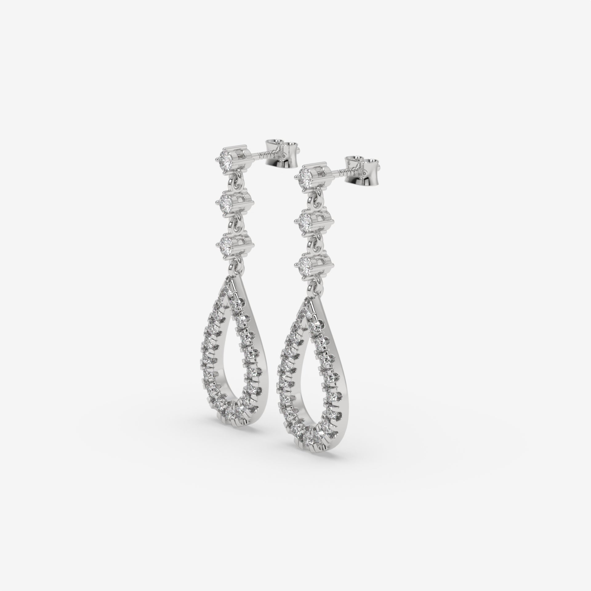 White Gold Pear-Shaped Diamond Drop Earrings