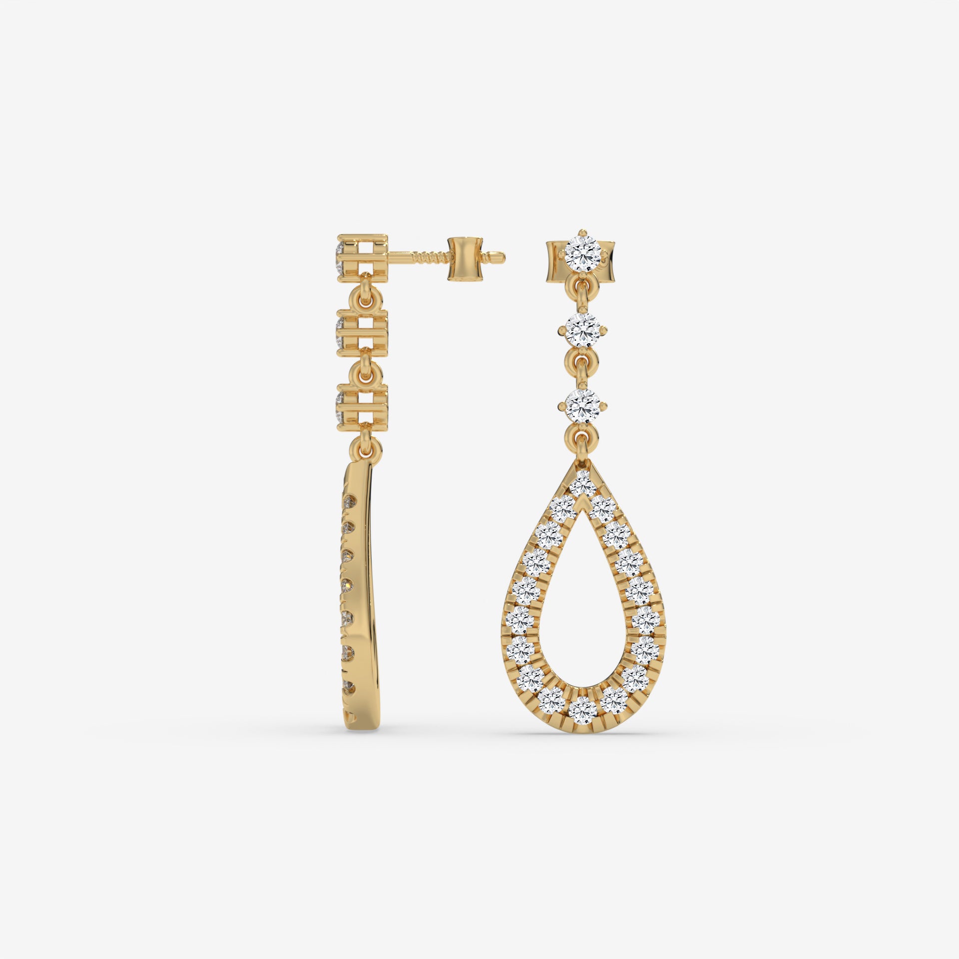 Yellow Gold Pear-Shaped Diamond Drop Earrings