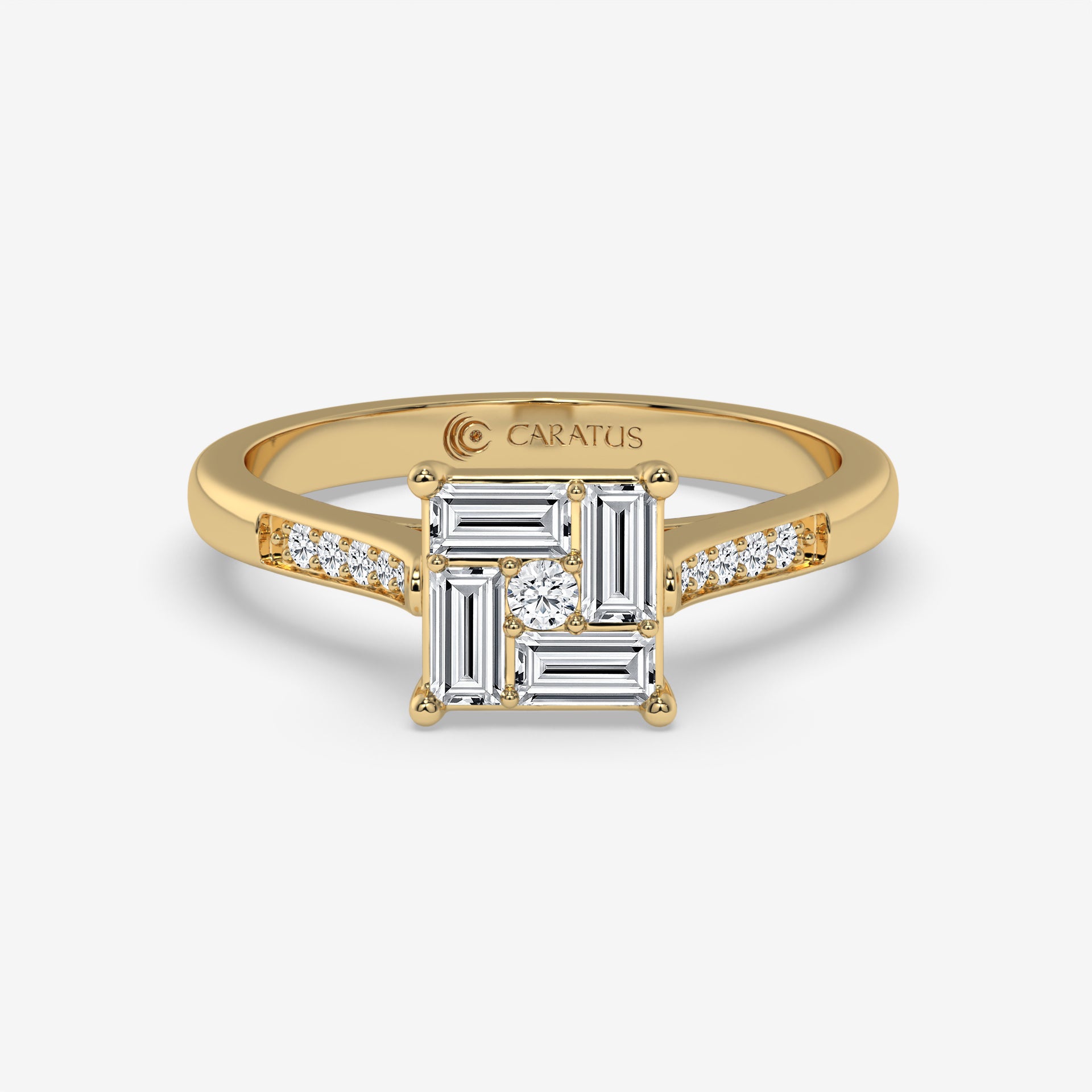 0.58 CT Baguette and Round Diamond Rose Gold Ring