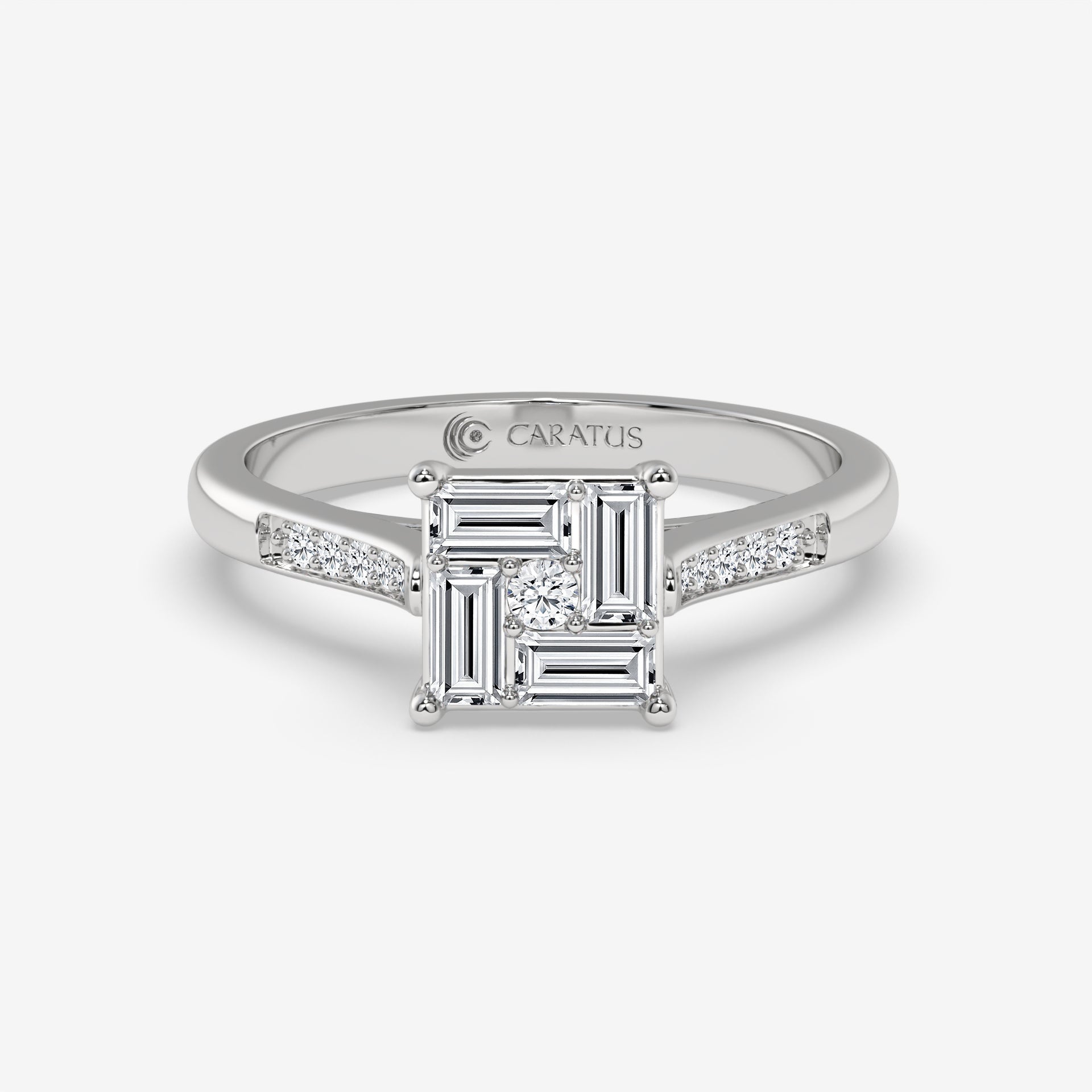 0.58 CT Baguette and Round Diamond Rose Gold Ring