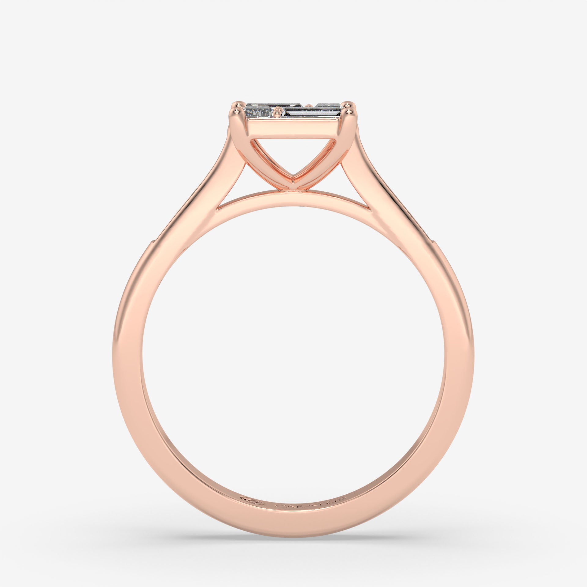 0.58 CT Baguette and Round Diamond Rose Gold Ring