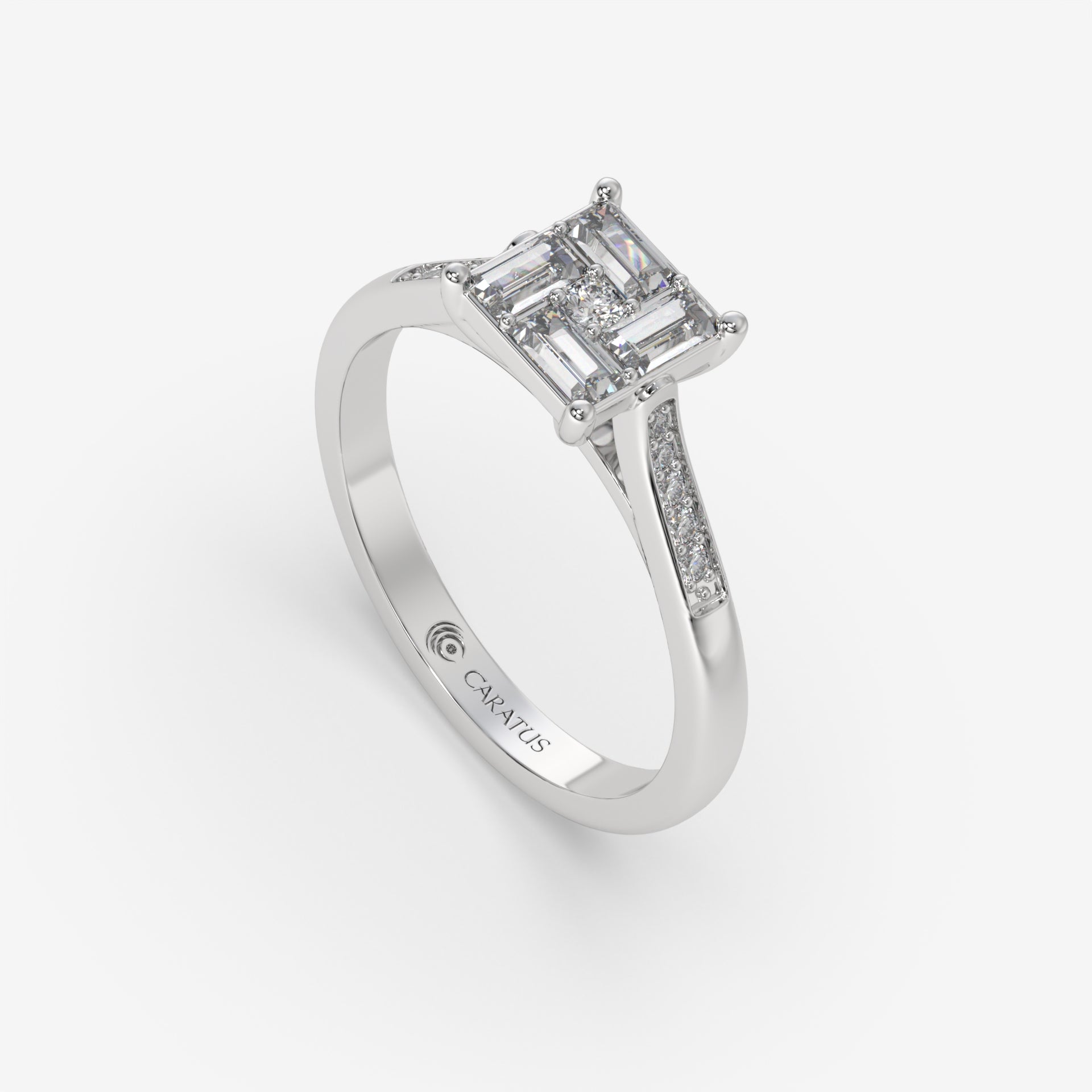 0.58 CT Baguette and Round Diamond White Gold Ring
