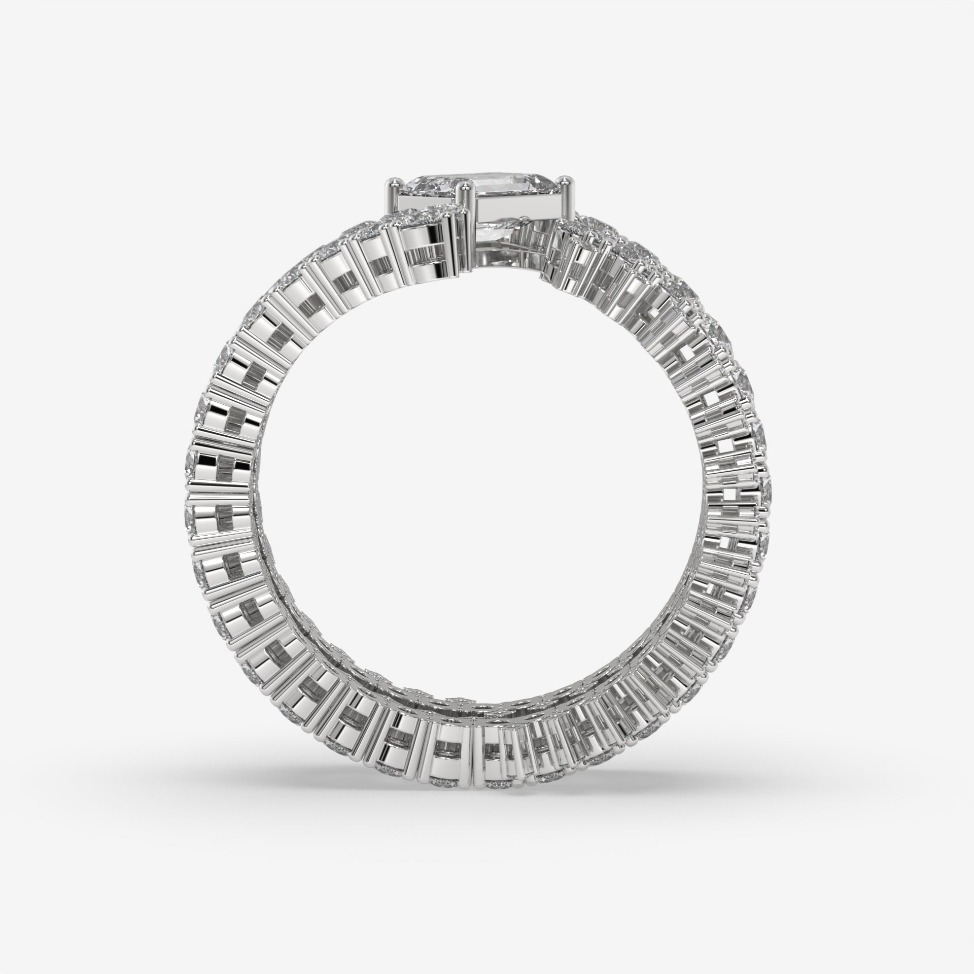 Captivating Emerald and Round Diamond Ring in White Gold