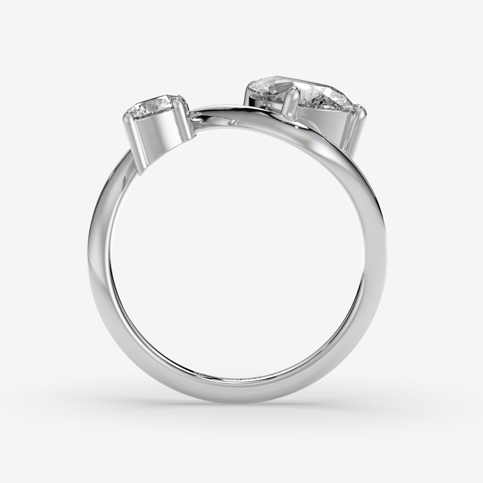 Intertwined Pear-Shaped Diamond White Gold Ring with Round Diamond
