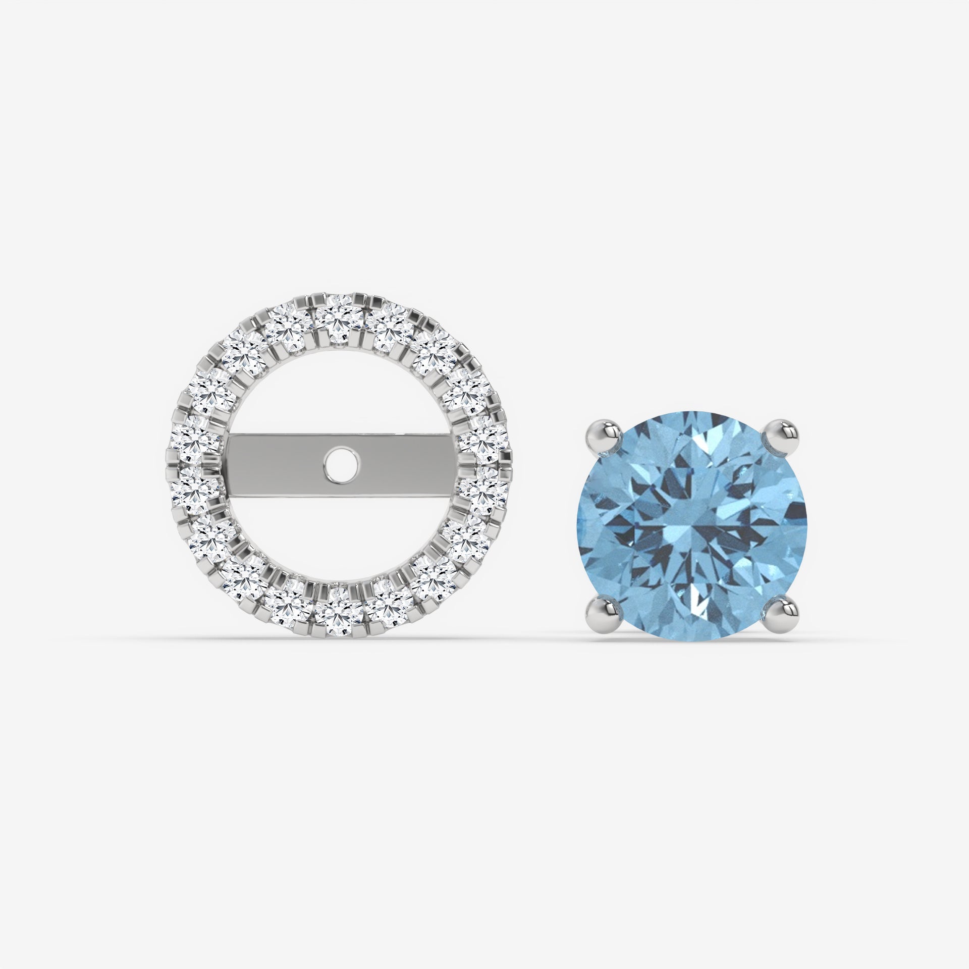 Light Blue Aquamarine & Diamond Halo White Gold Earrings