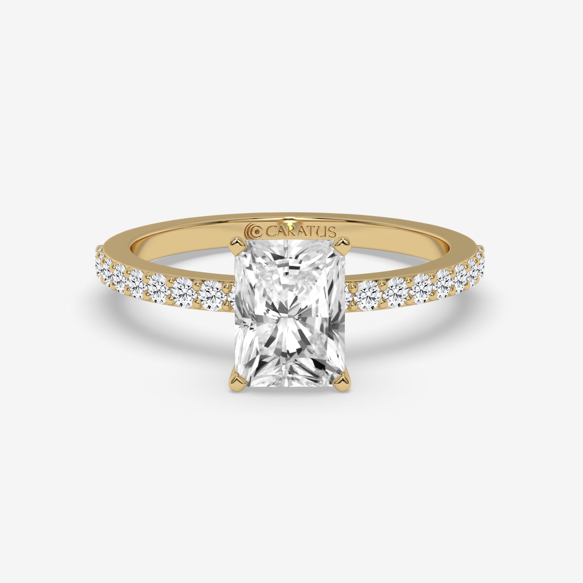 Yellow Gold Radiant-cut Solitaire Ring with Channel-Set Side Diamonds