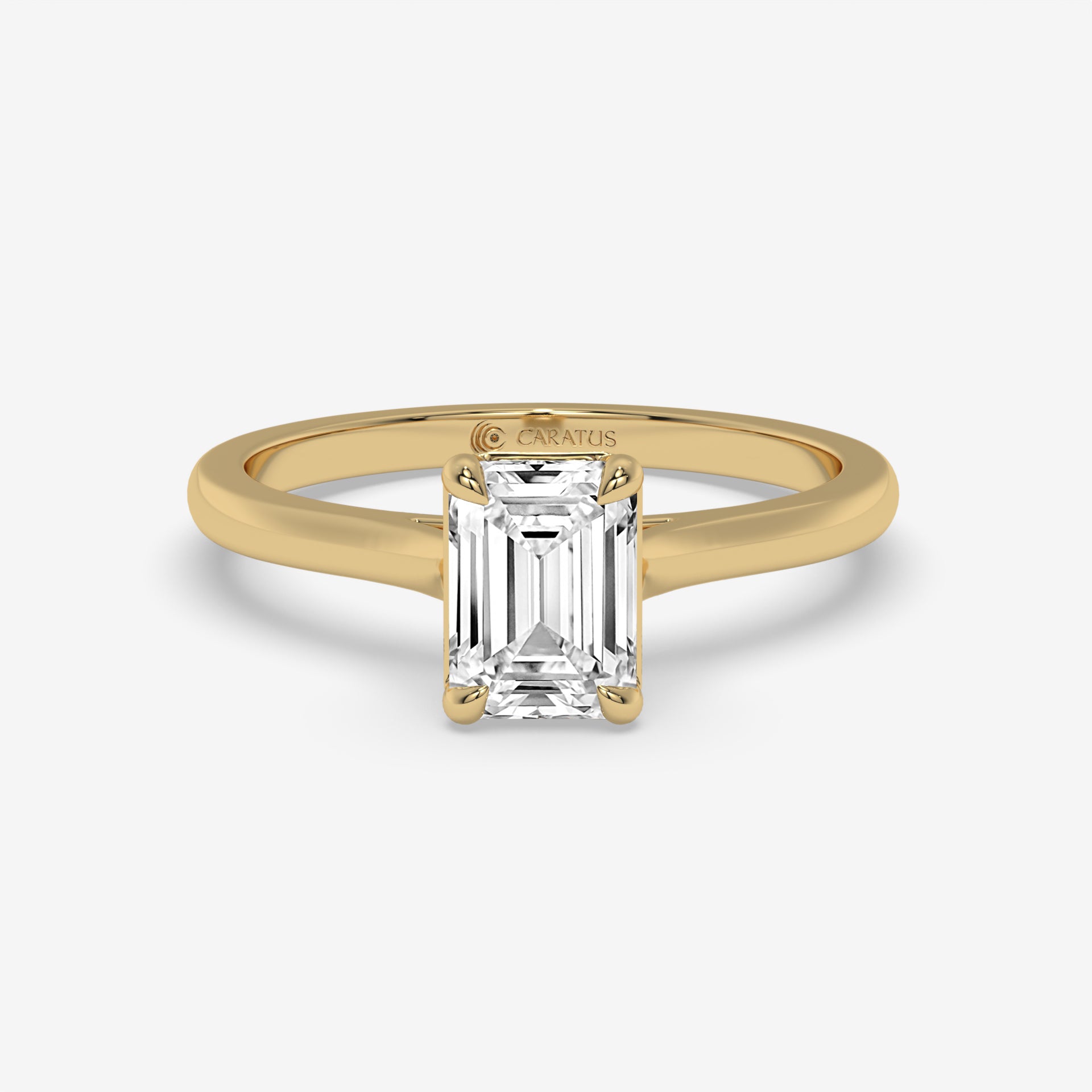 Rose Gold Cathedral Emerald-Cut Diamond Ring with Round Accents