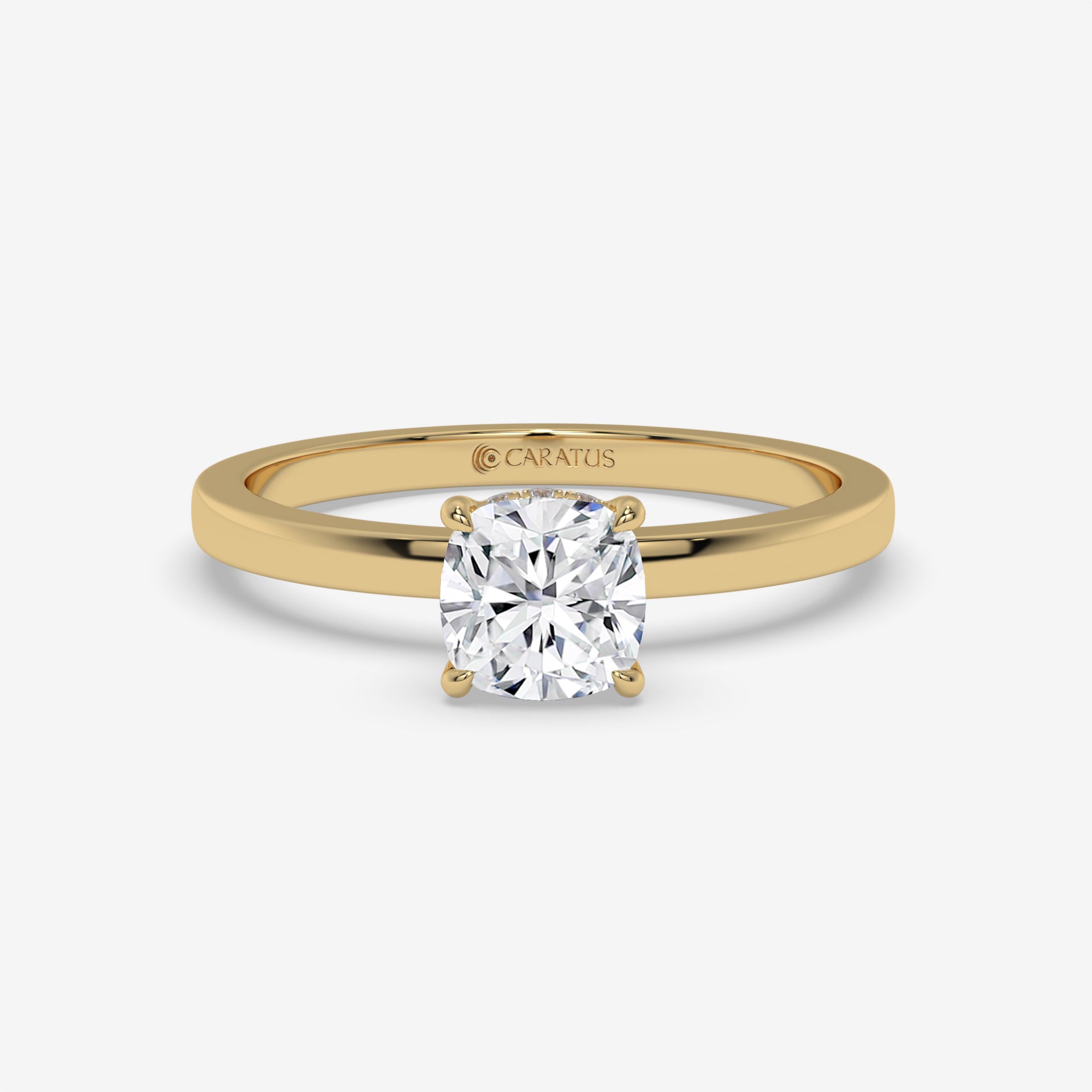 Cushion-Cut Diamond Engagement Ring with Hidden Halo in White Gold