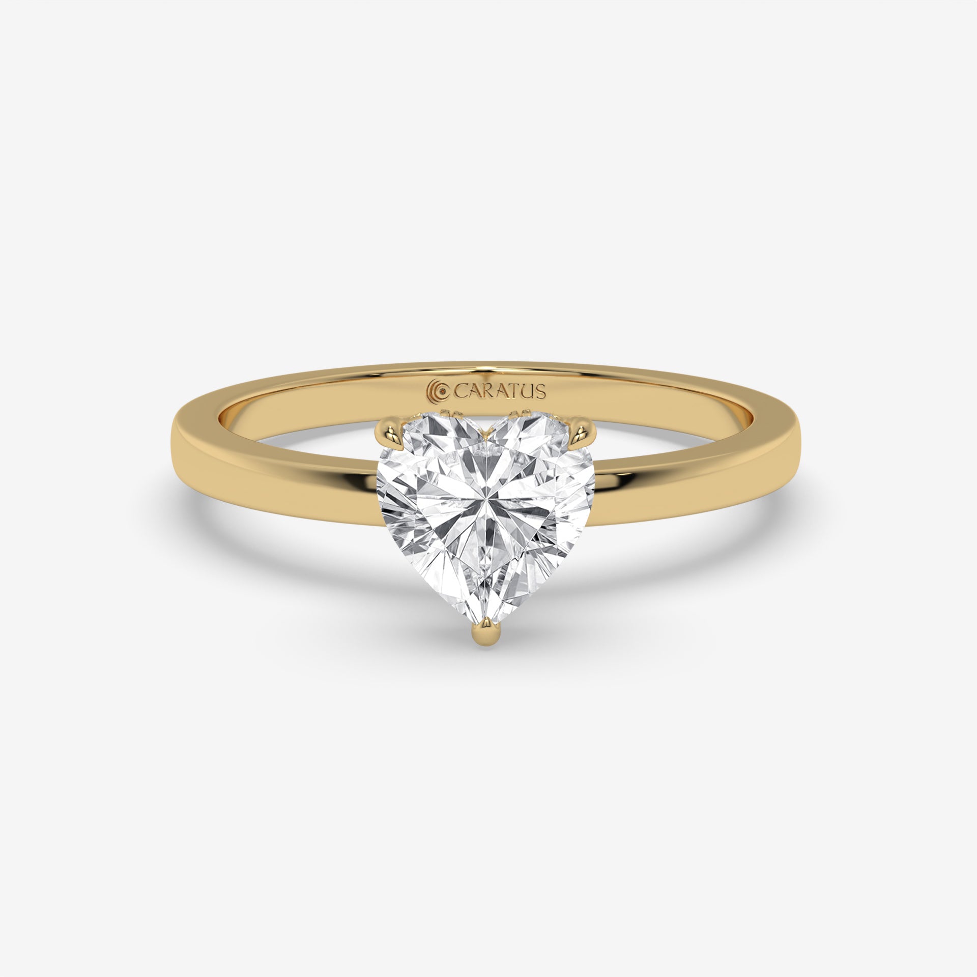 Heart Diamond White Gold Ring with Round Side Diamonds