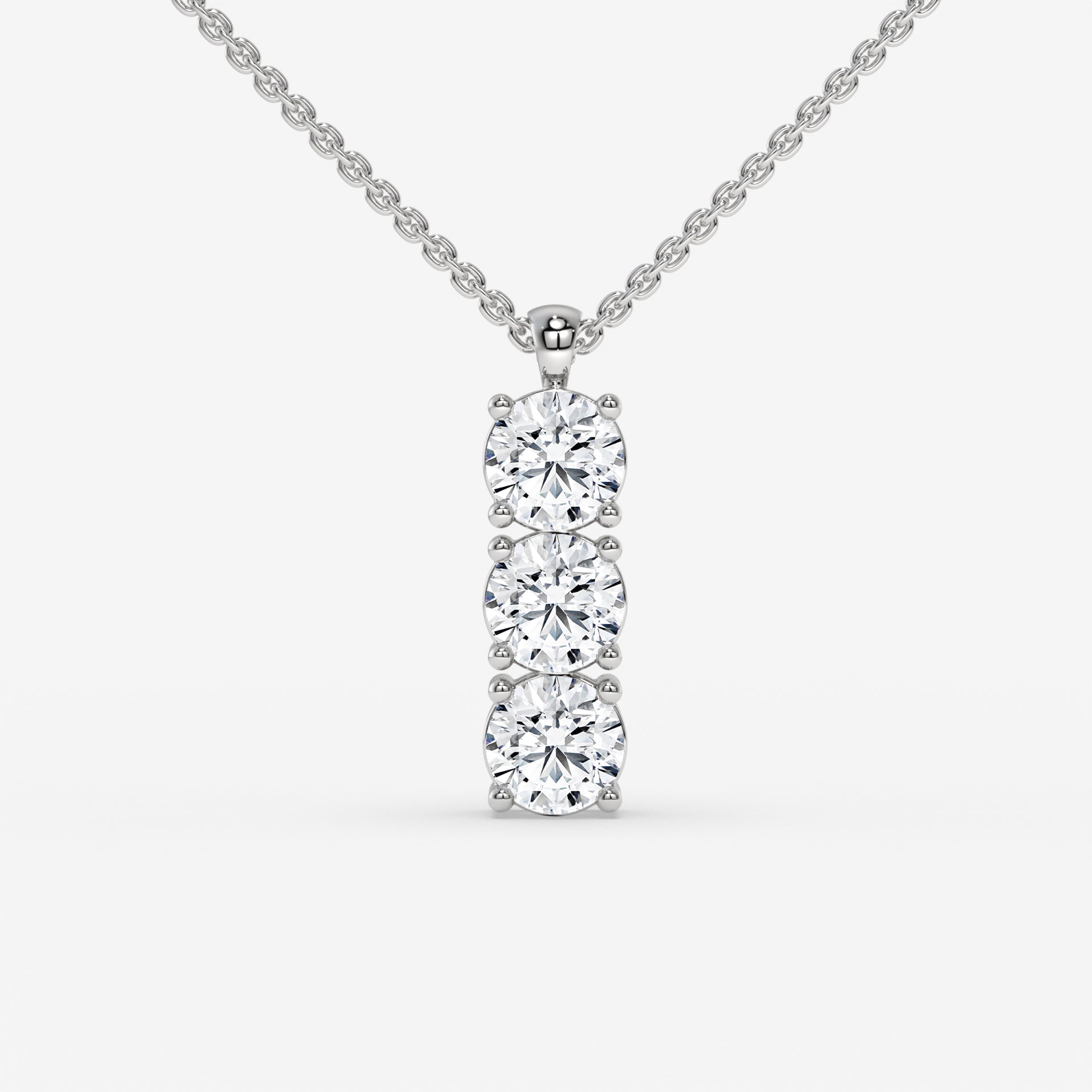 Rose Gold Triple Round-Cut Diamond Pendant in 14K Gold