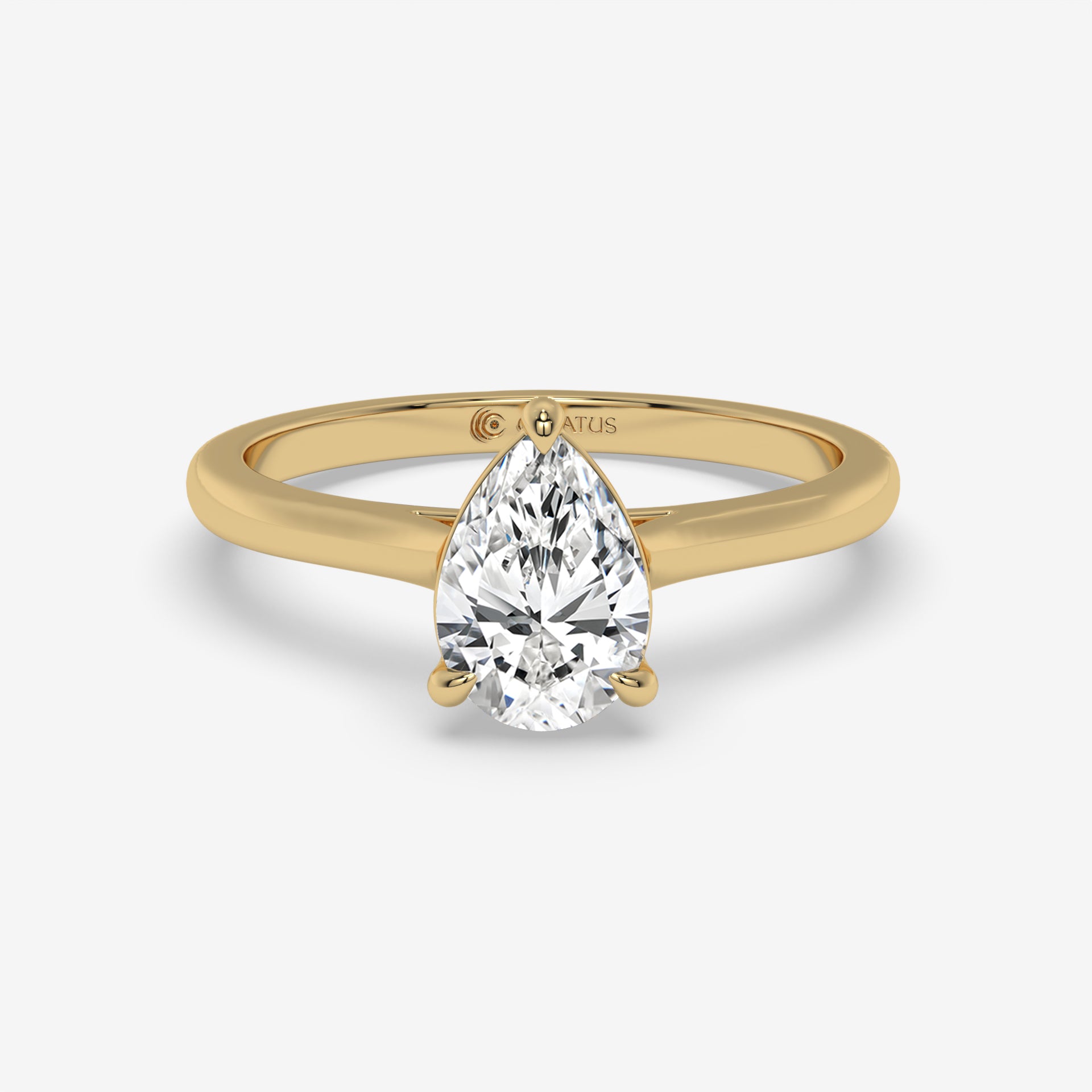 1.00 CT Pear-Shaped Diamond Yellow Gold Ring