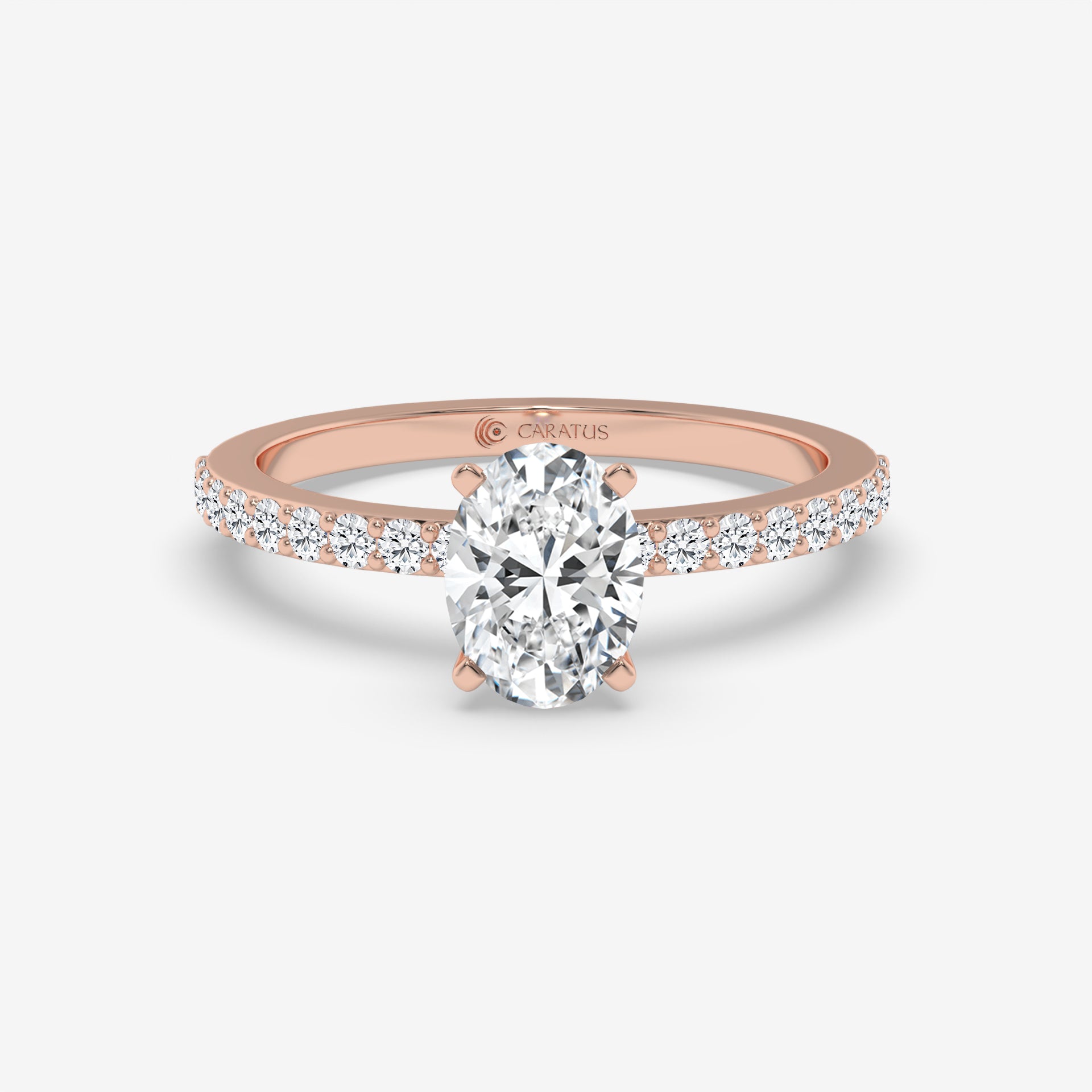 Rose Gold Oval Diamond & Round Accent Halo Ring