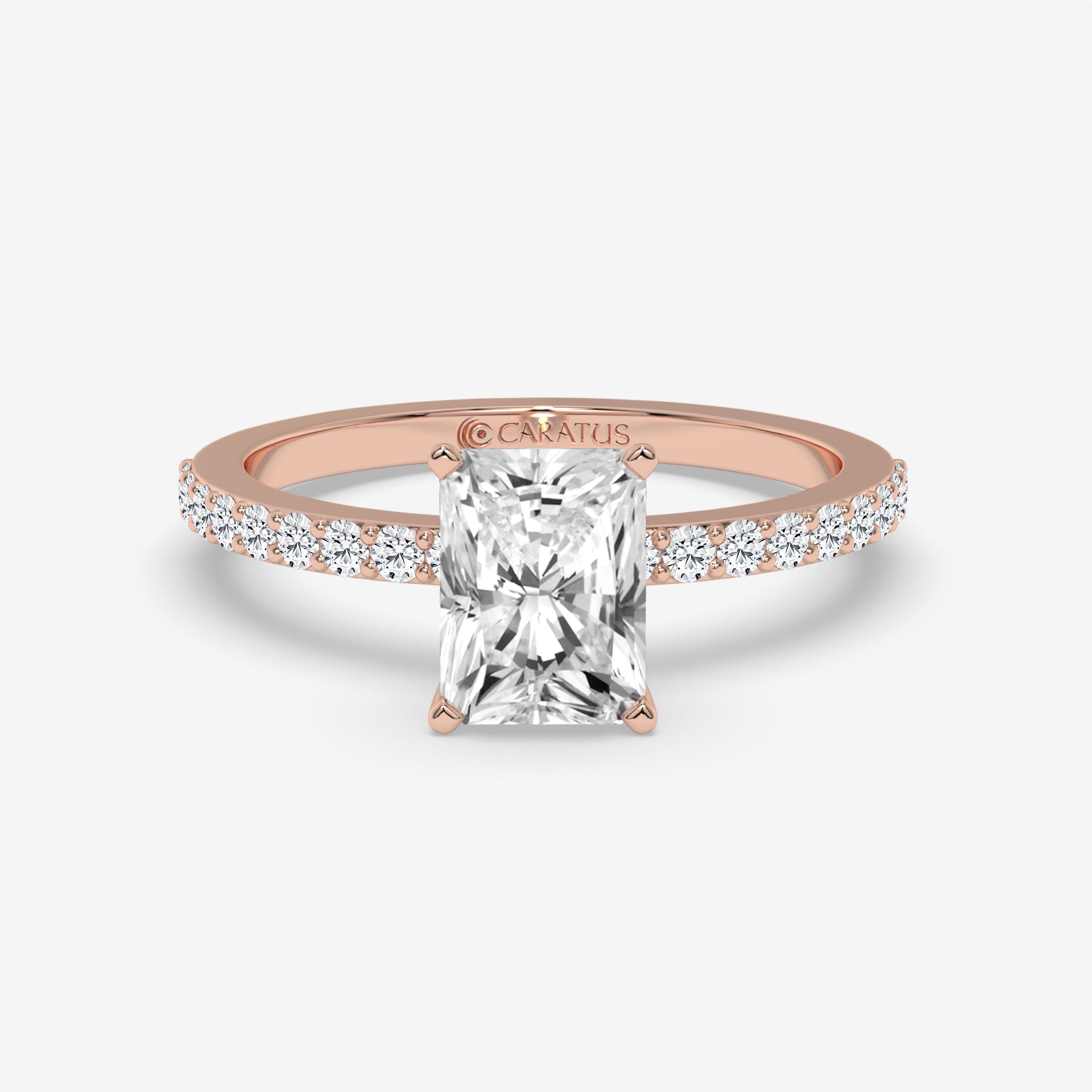 Yellow Gold Radiant-cut Solitaire Ring with Channel-Set Side Diamonds