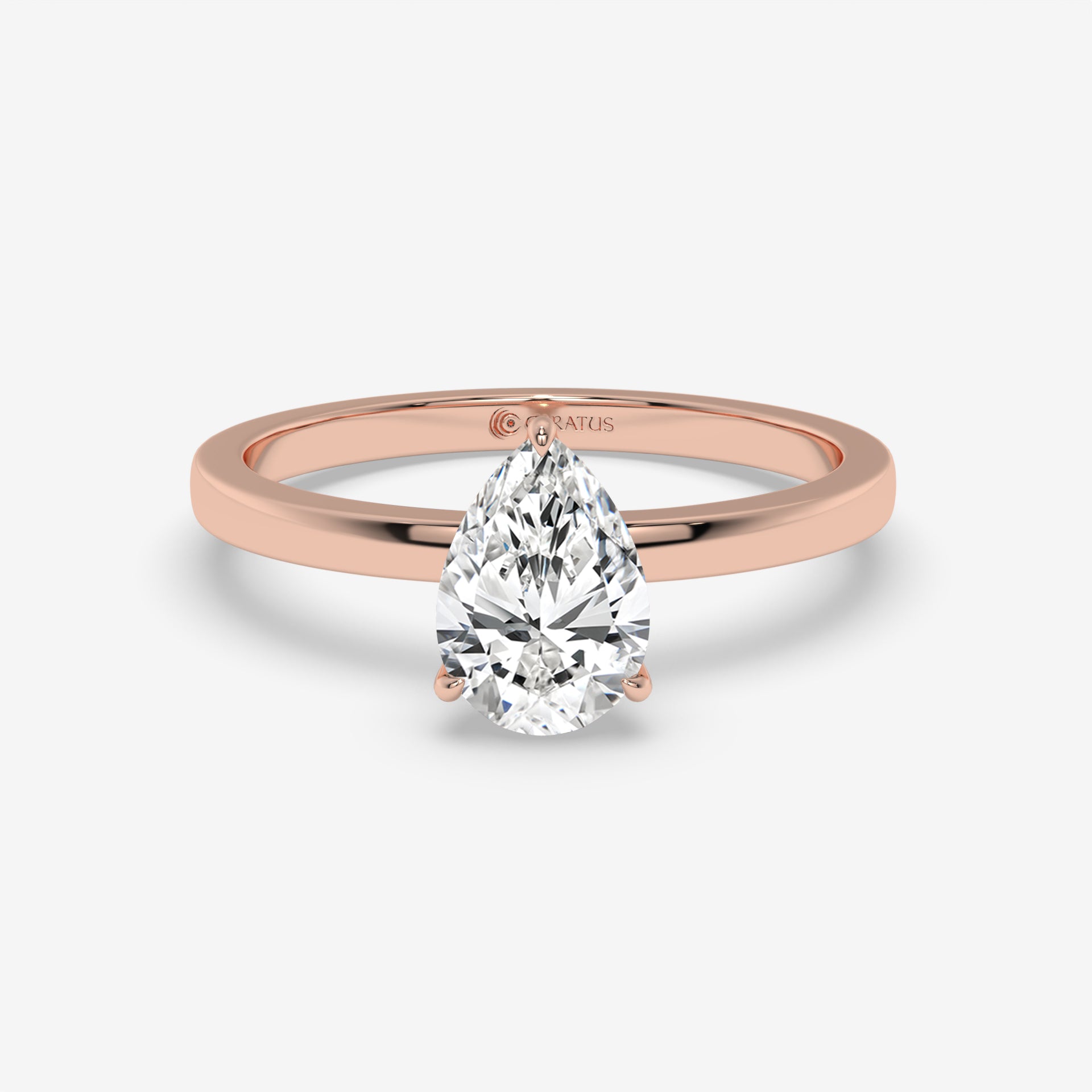 Pear-Shaped Diamond Yellow Gold Ring with Round Diamond Halo