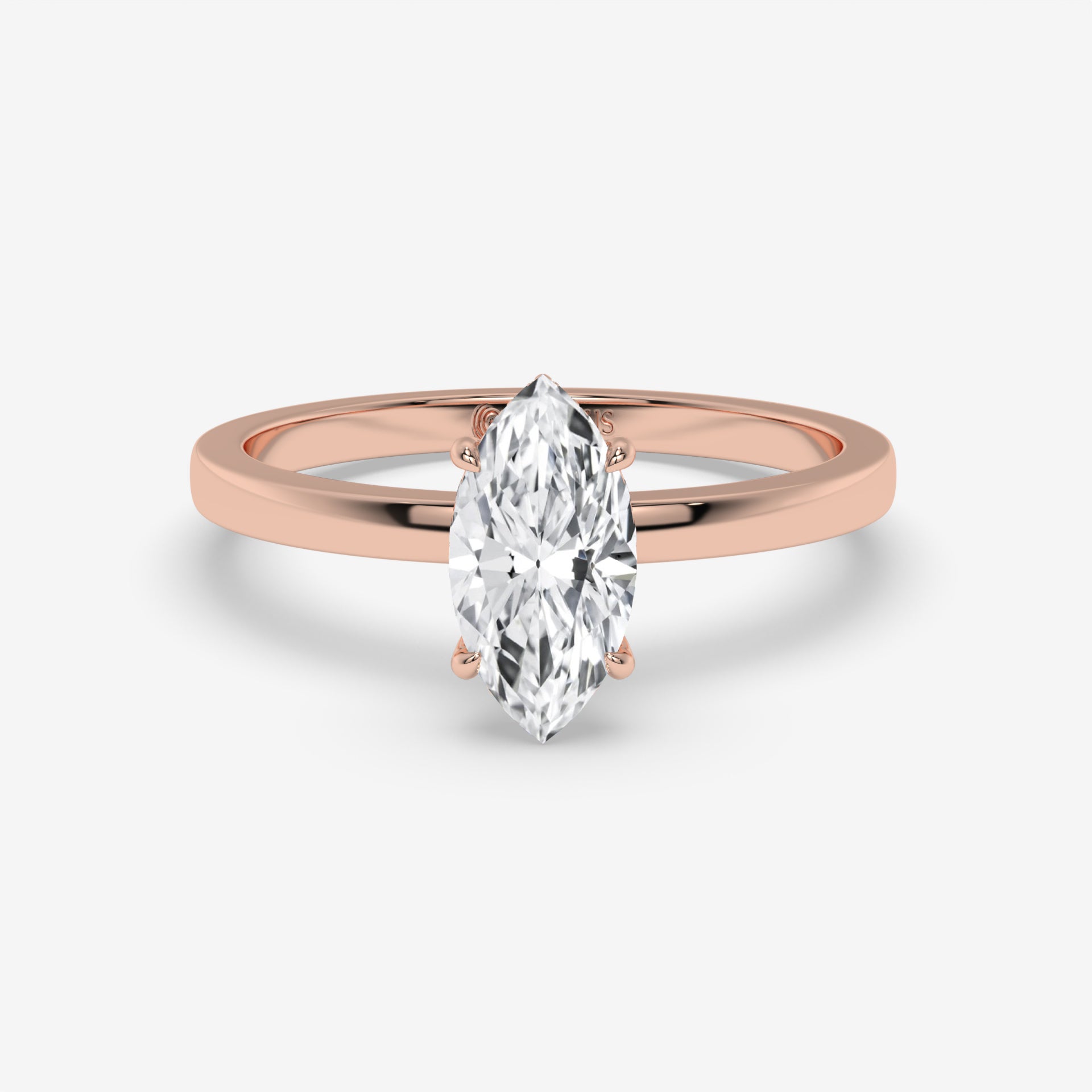 Marquise Diamond Ring with Round Side Diamonds in Yellow Gold