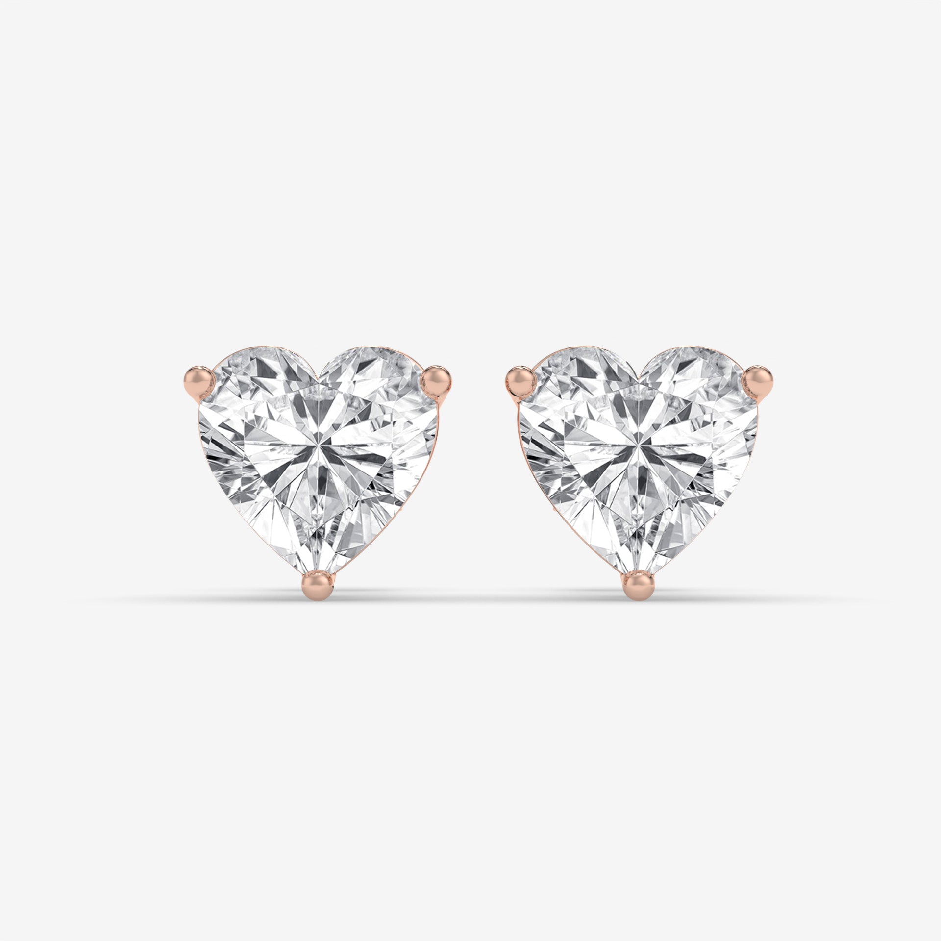 Yellow Gold Heart-Shaped Diamond Stud Earrings