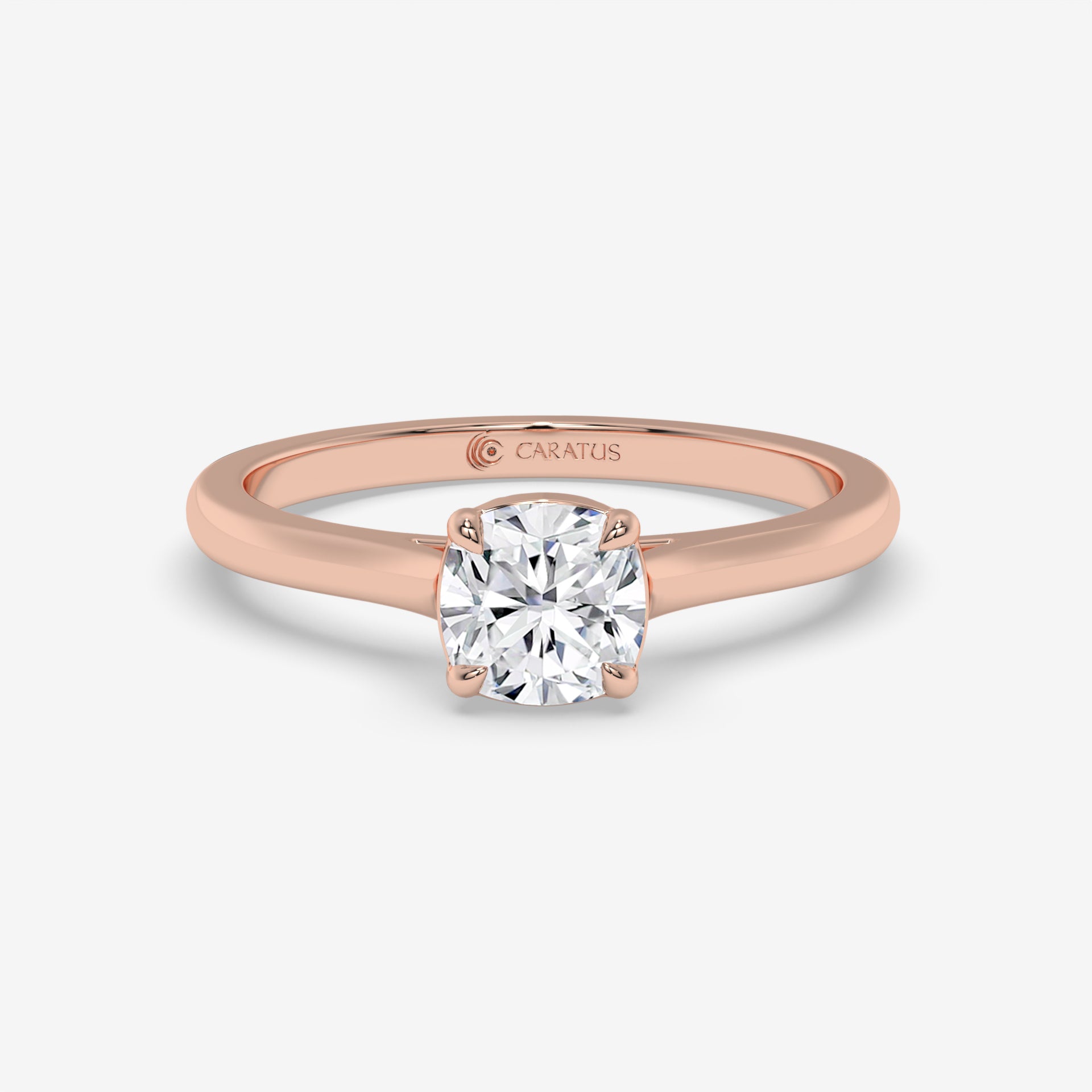 Cathedral-Style Cushion Diamond Rose Gold Engagement Ring