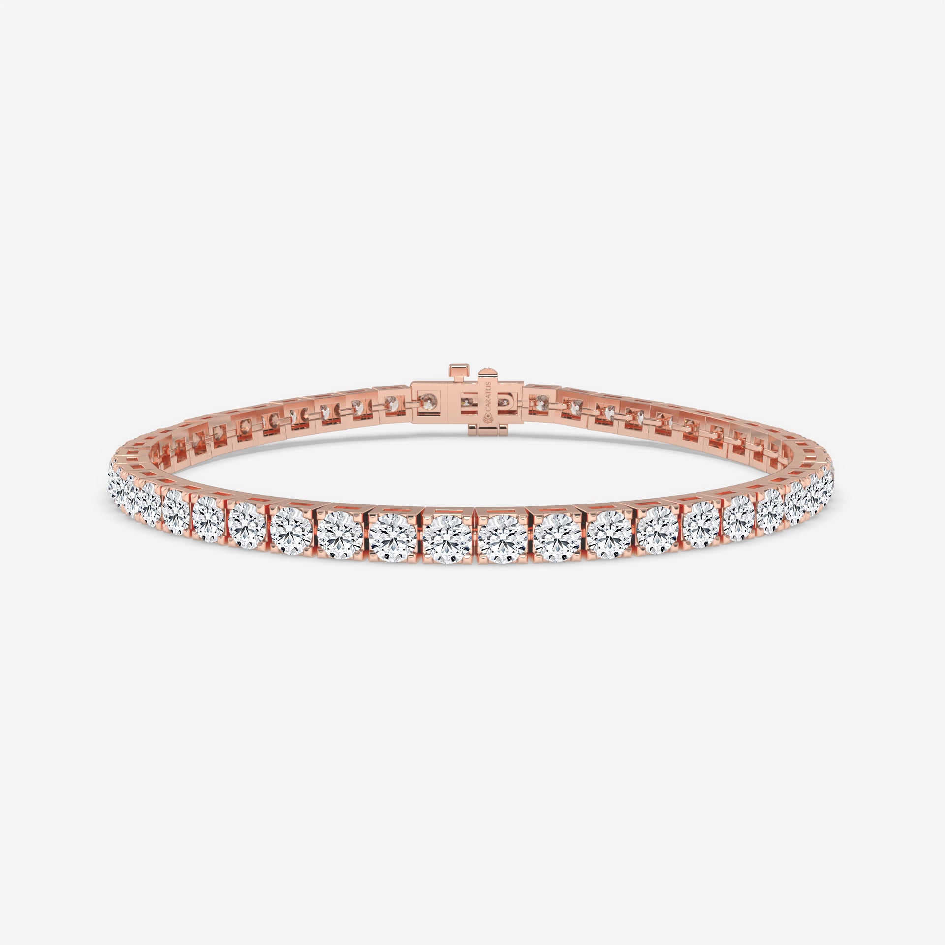 7.82 Carat Round Diamond Rose Gold Tennis Bracelet in 14K Gold