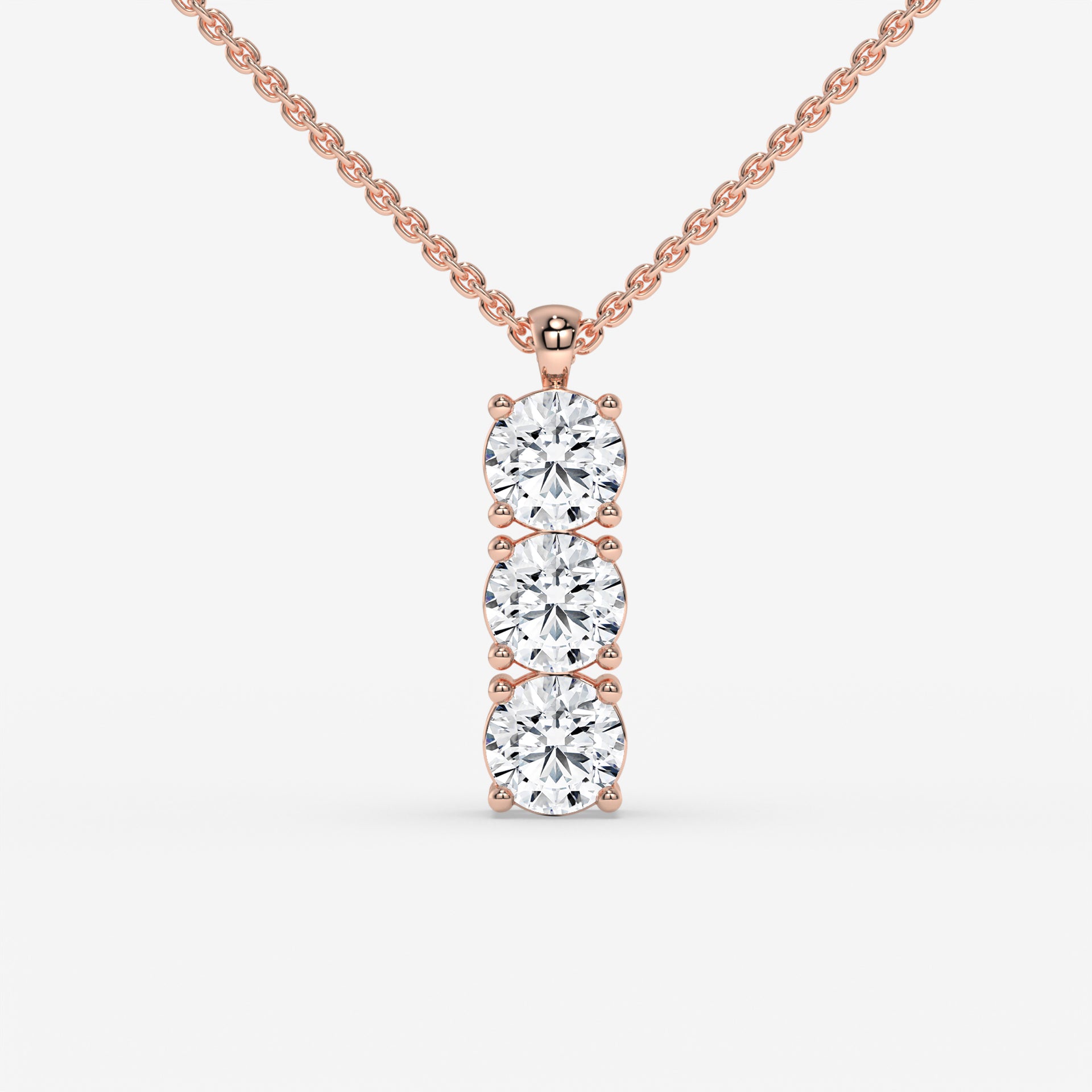 Yellow Gold Triple Round-Cut Diamond Pendant in 14K Gold