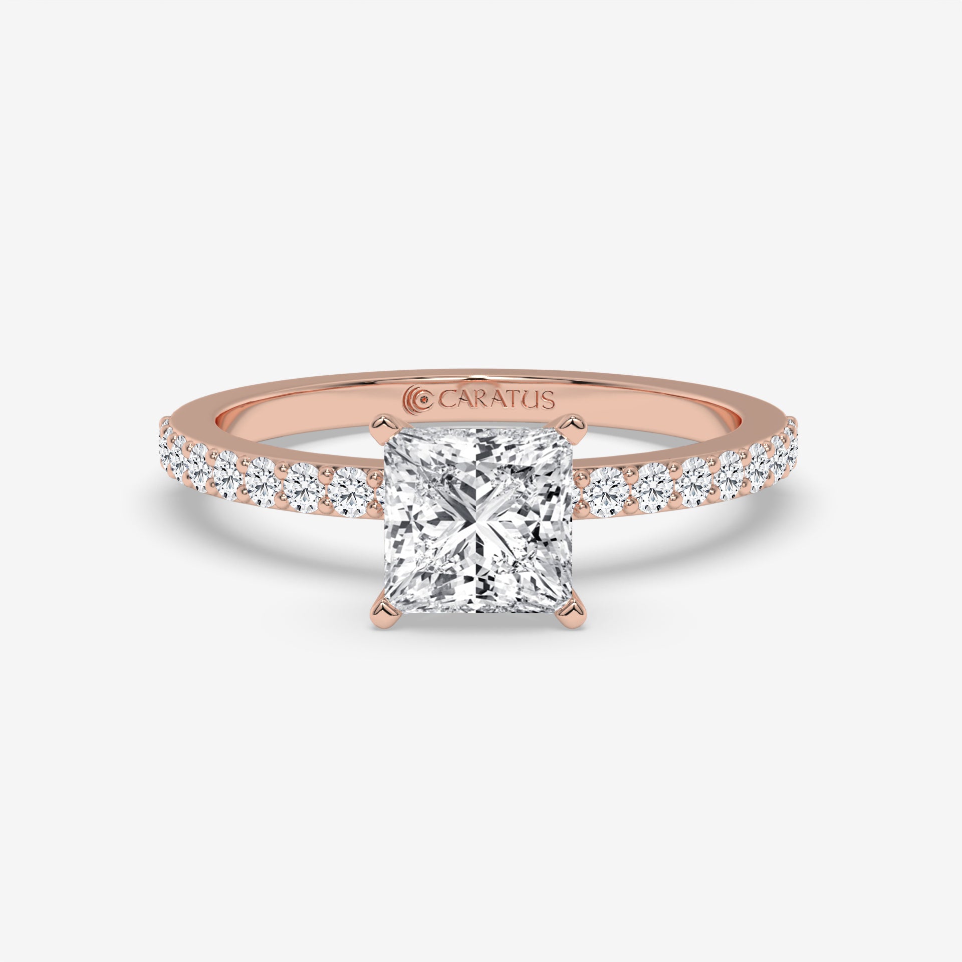 Rose Gold Princess-Cut Diamond Solitaire Ring with Channel-Set Band