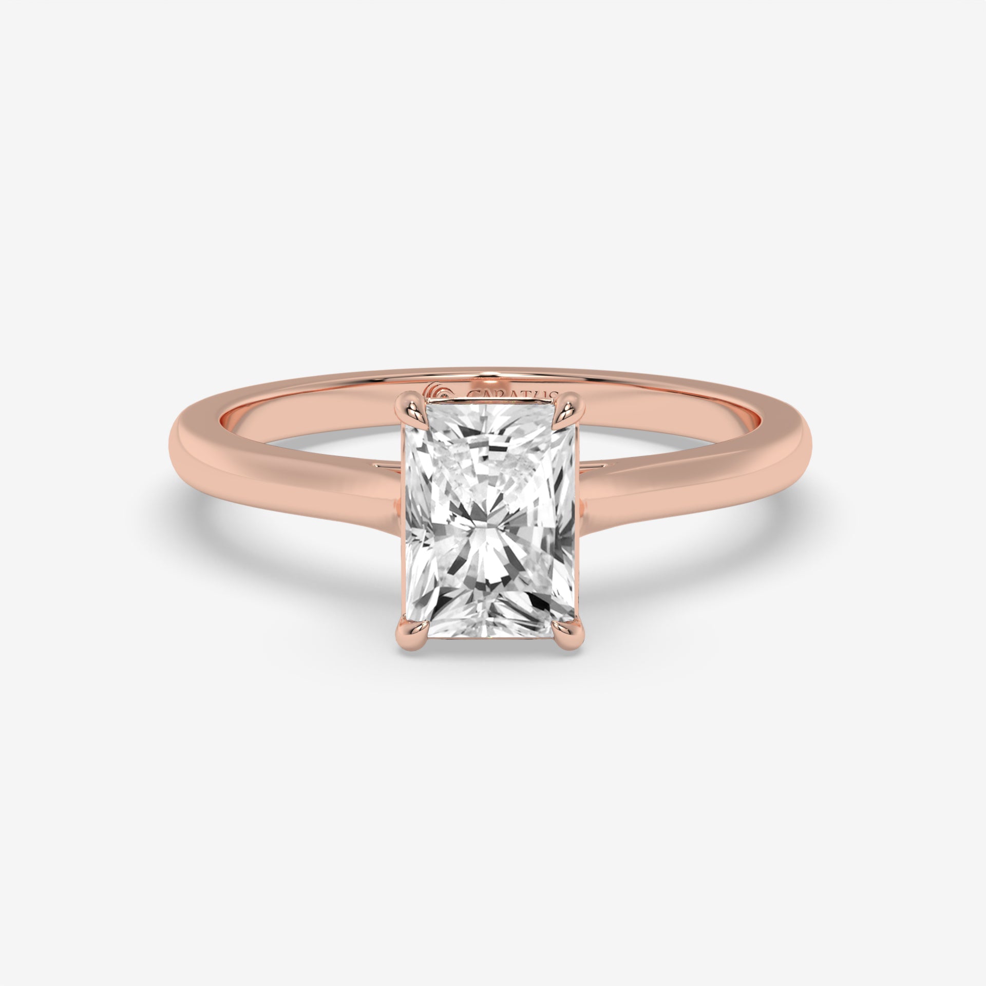 Radiant-Cut Diamond Cathedral Ring in White Gold