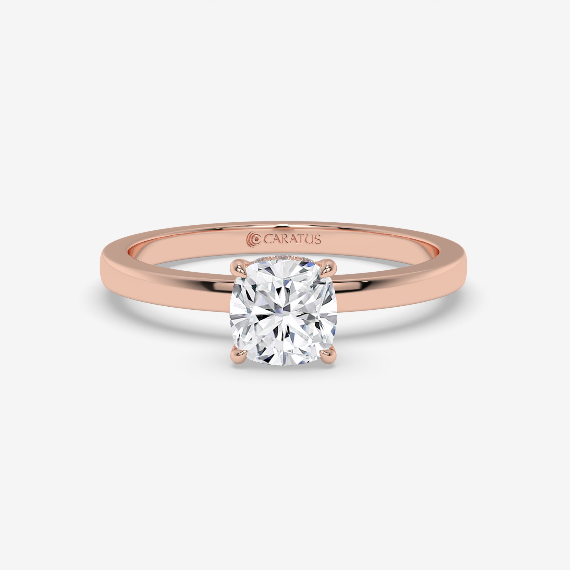 Cushion-Cut Diamond Engagement Ring with Hidden Halo in White Gold