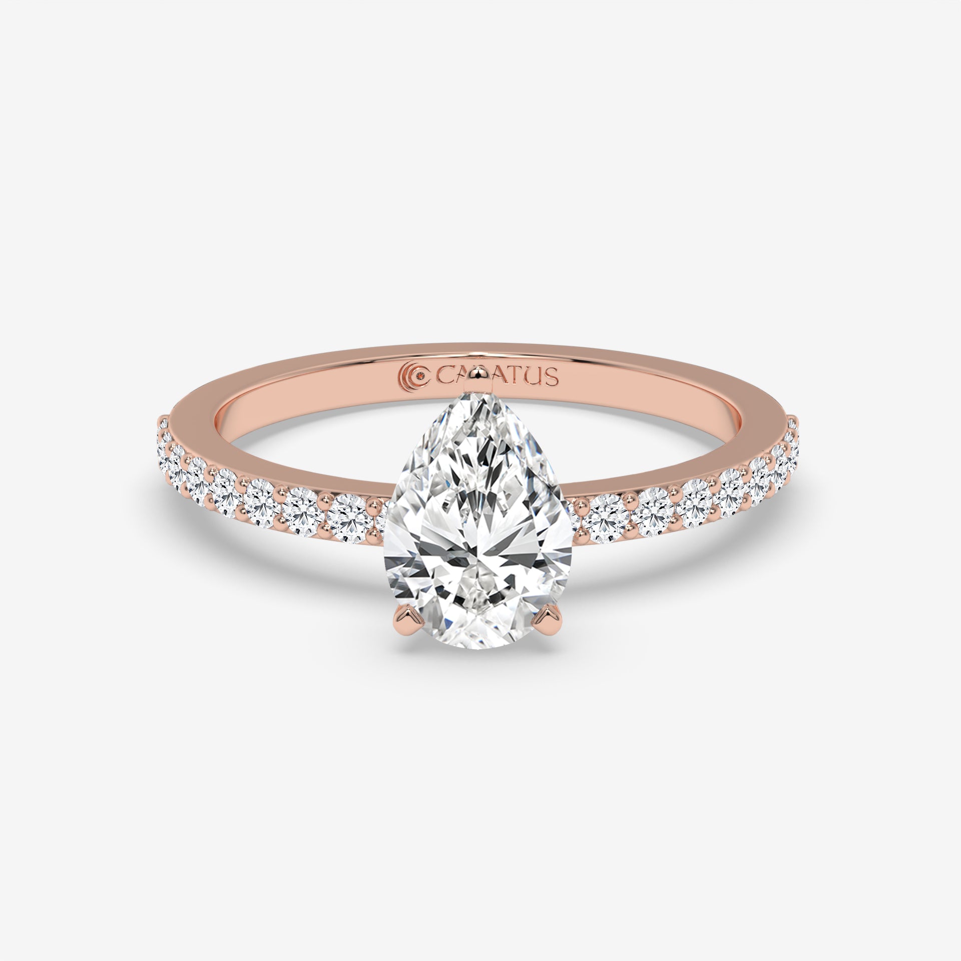 Pear-Shaped Diamond White Gold Ring with Channel Set Band